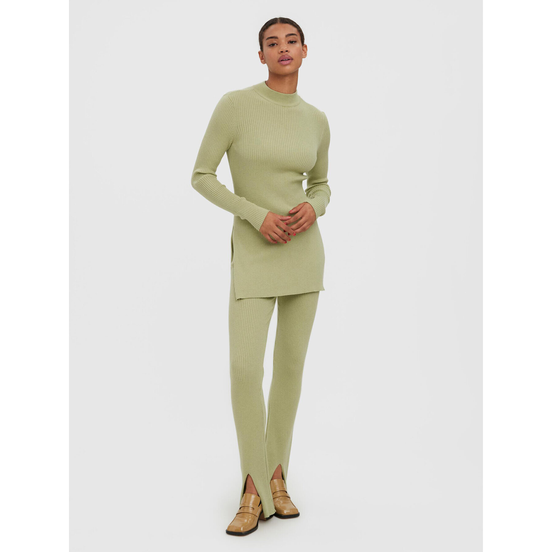 Vero Moda Úpletové kalhoty Gold 10276145 Zelená Slim Fit - Pepit.cz