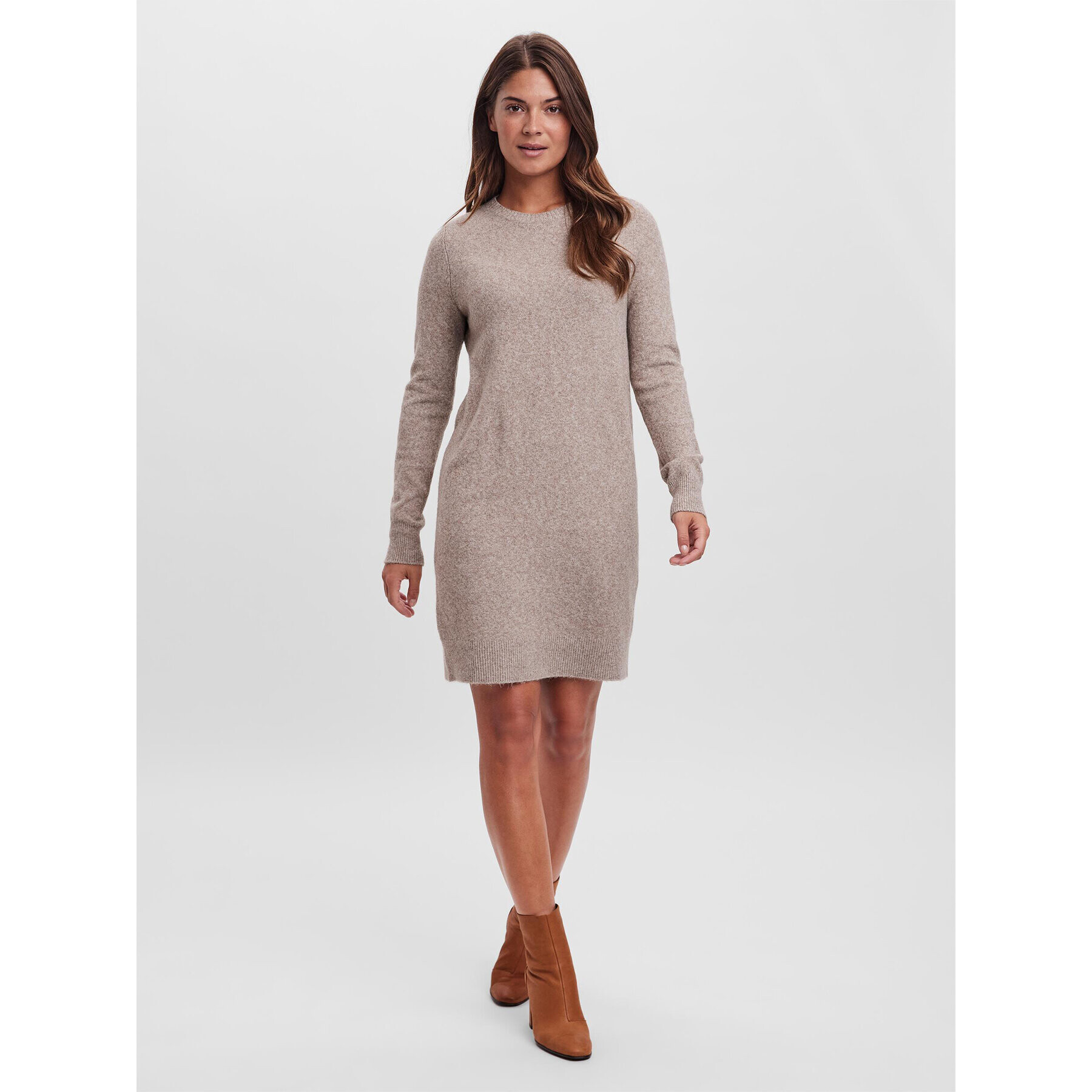 Vero Moda Úpletové šaty 10215523 Béžová Relaxed Fit - Pepit.cz