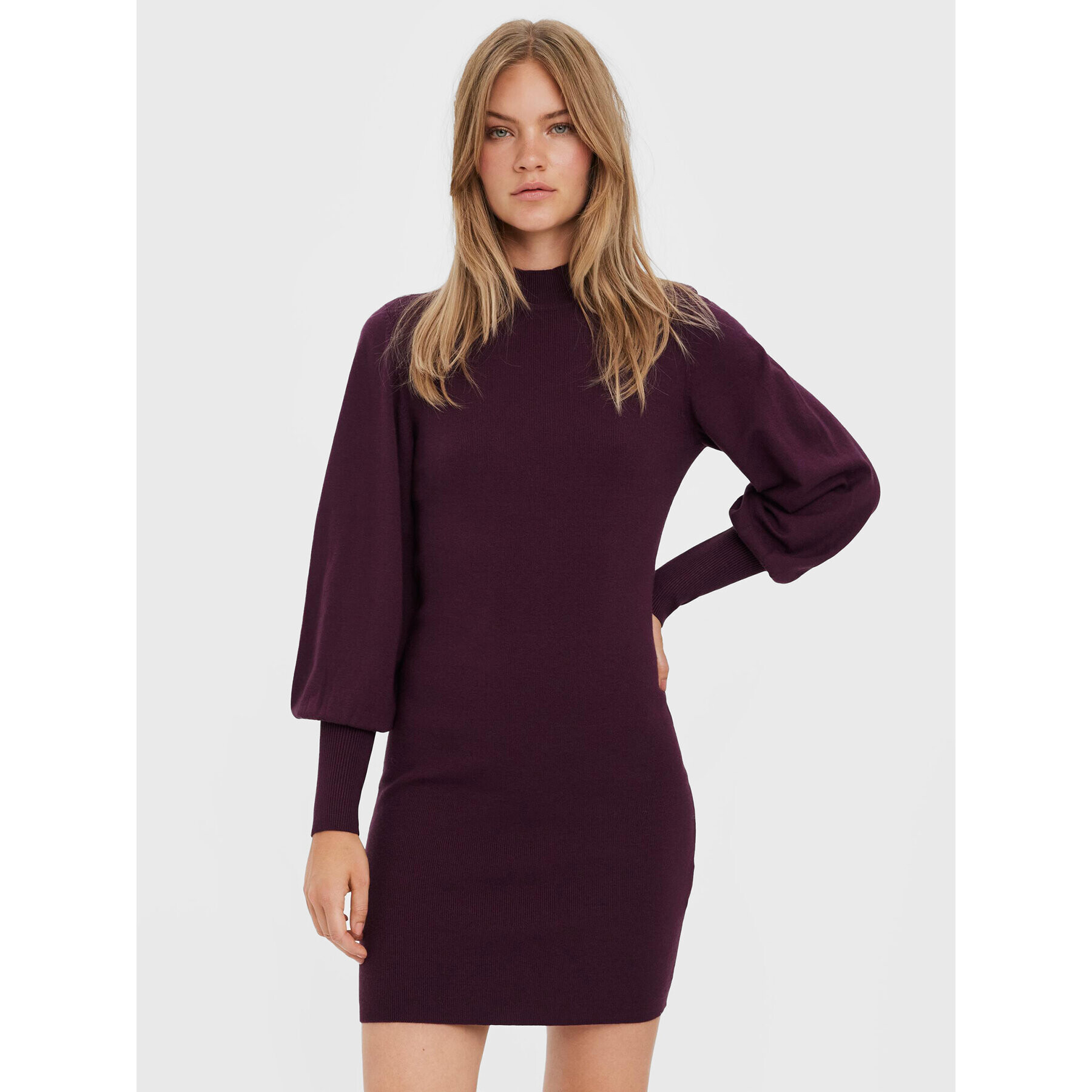 Vero Moda Úpletové šaty Holly Karis 10268021 Bordó Regular Fit - Pepit.cz