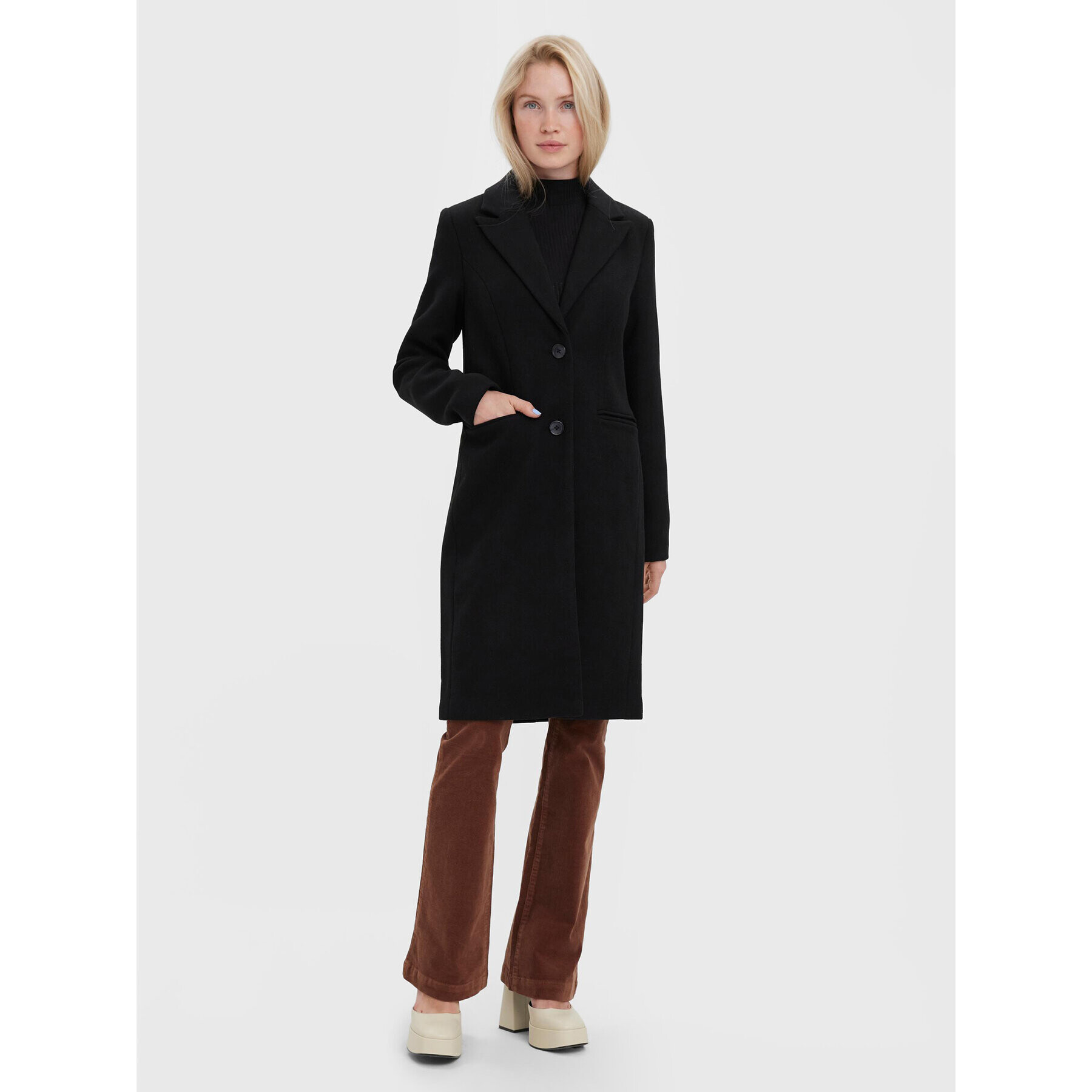 Vero Moda Vlněný kabát Blaza 10267495 Černá Regular Fit - Pepit.cz