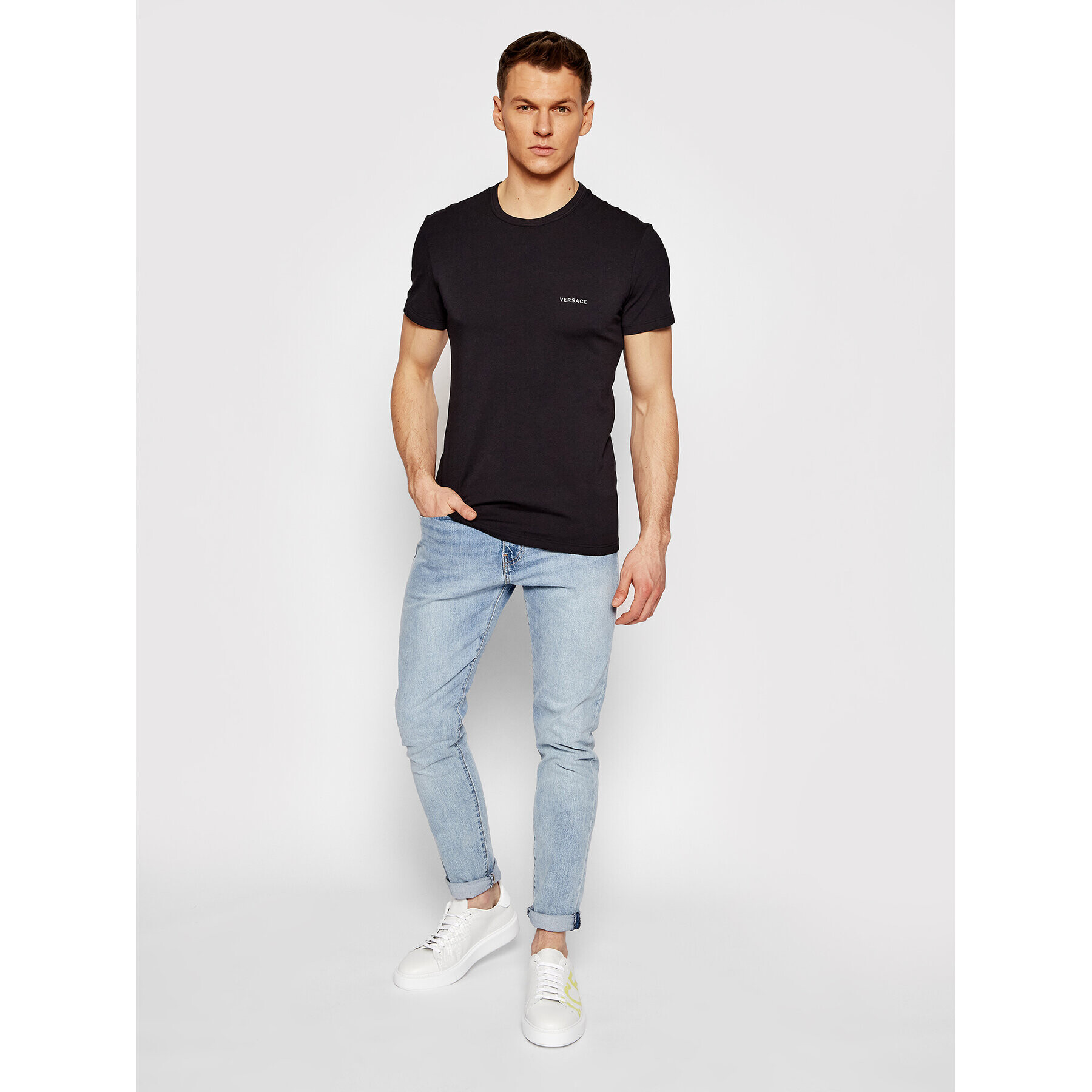 Versace 2-dílná sada T-shirts Intimo AU04023 Černá Slim Fit - Pepit.cz