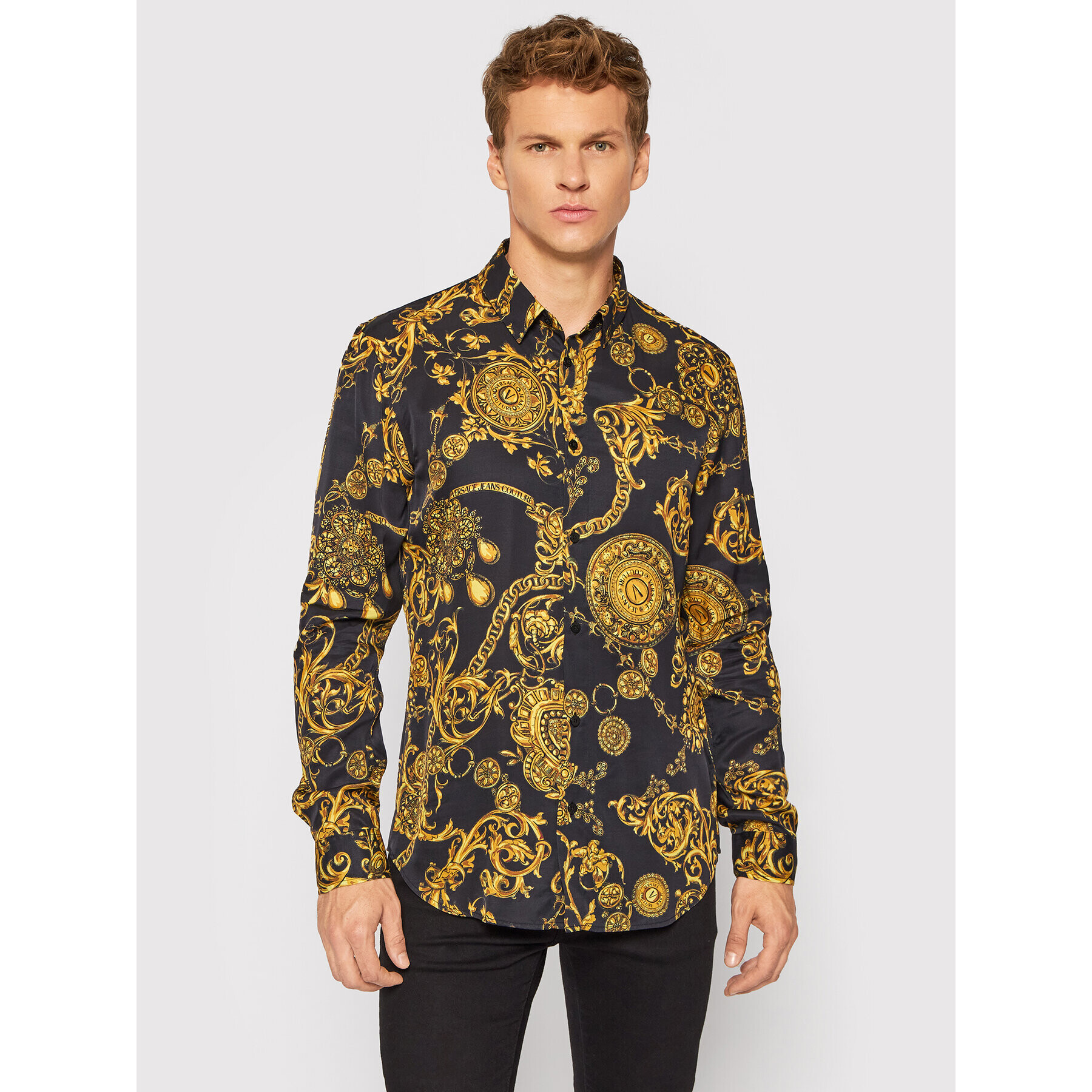 Versace Jeans Couture Košile Print Baroque Bijoux 71GAL2S0 Černá Regular Fit - Pepit.cz