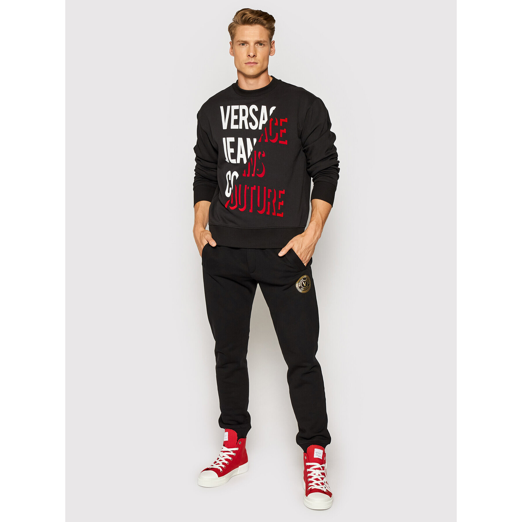 Versace Jeans Couture Mikina 71GAIF04 Černá Regular Fit - Pepit.cz