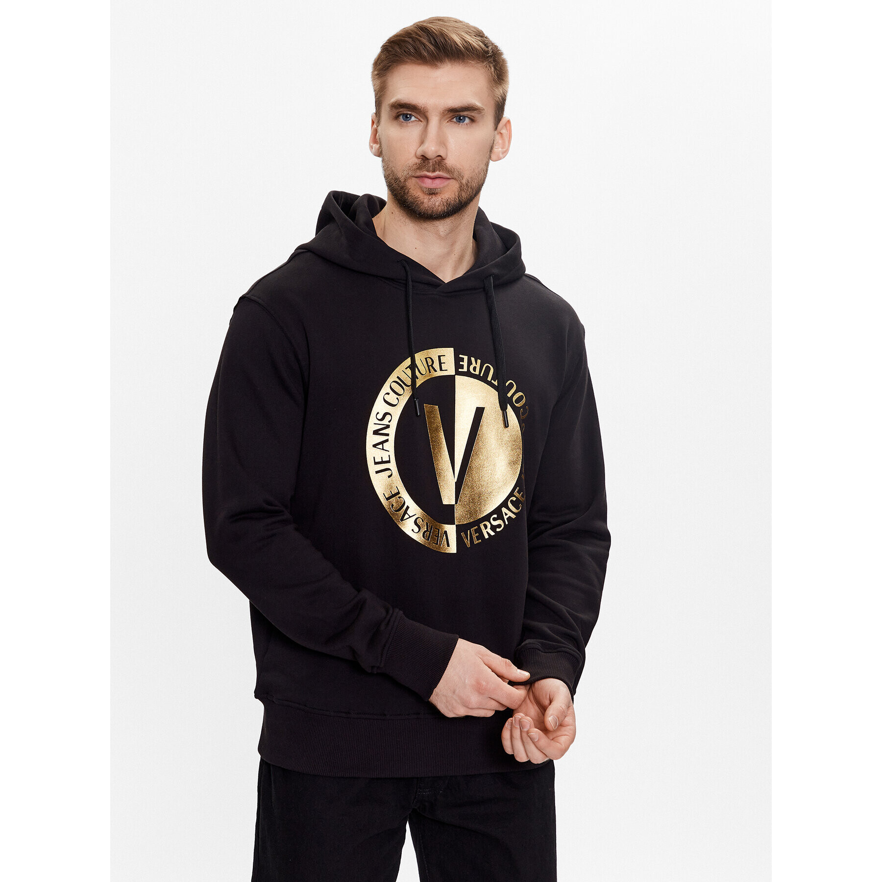 Versace Jeans Couture Mikina New Vemblem 74GAIT10 Černá Regular Fit - Pepit.cz