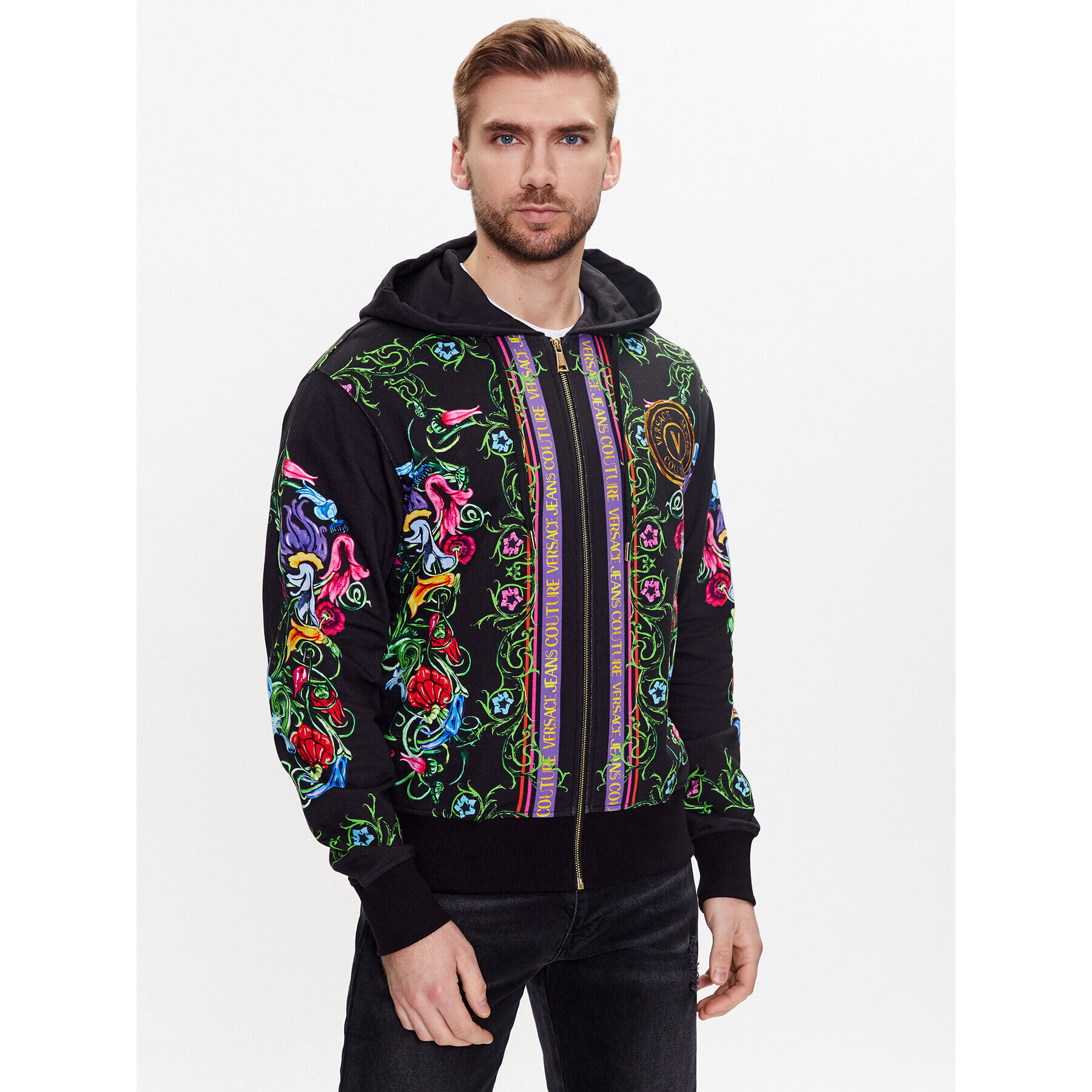 Versace Jeans Couture Mikina Panel Garden 74GAI3ZG Černá Regular Fit - Pepit.cz