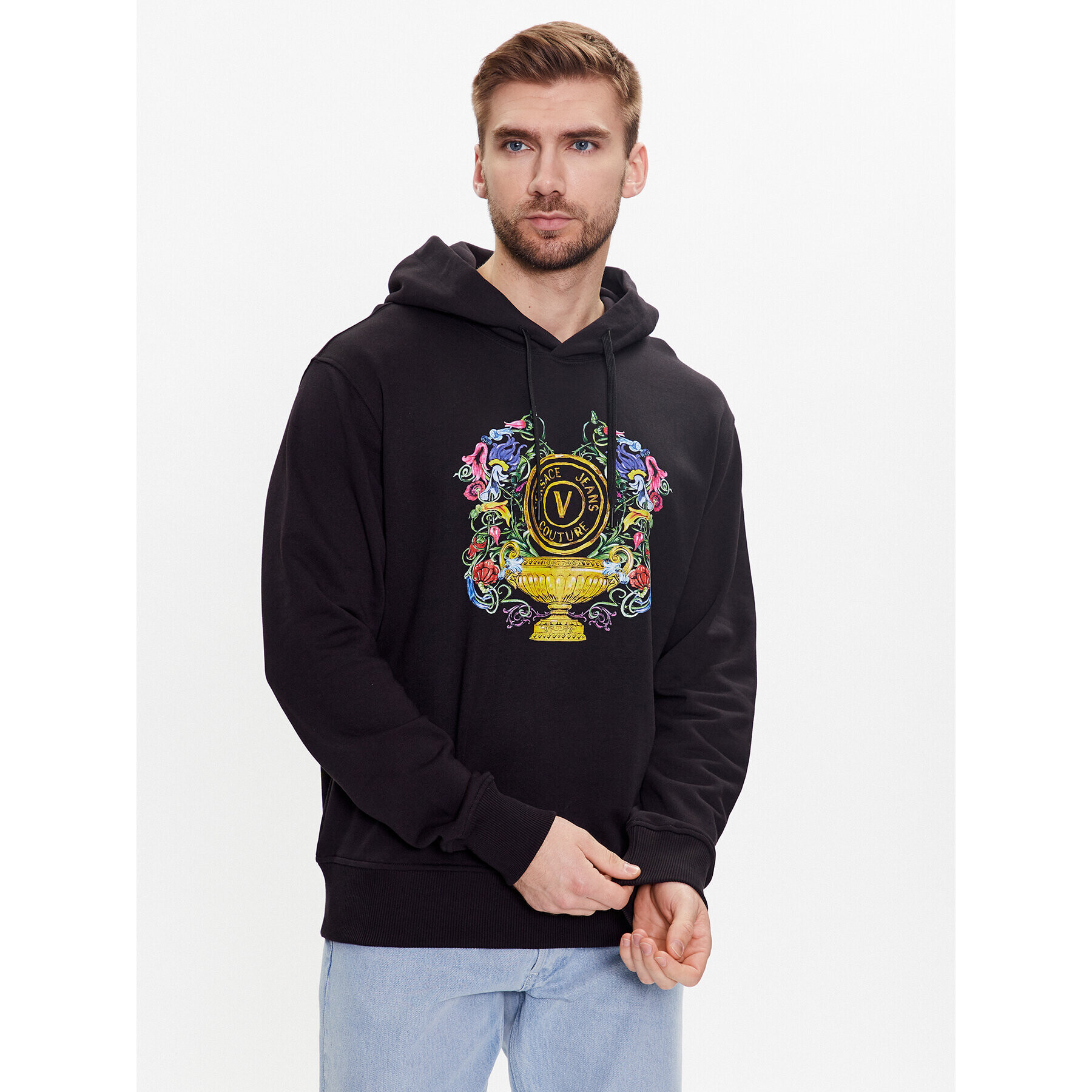 Versace Jeans Couture Mikina Vemblem Garden 74GAIF01 Černá Regular Fit - Pepit.cz