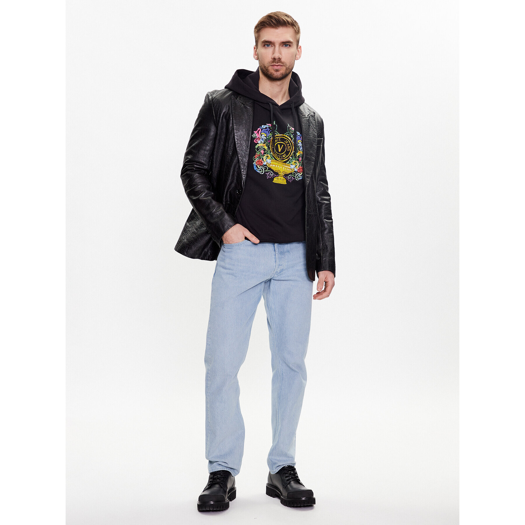 Versace Jeans Couture Mikina Vemblem Garden 74GAIF01 Černá Regular Fit - Pepit.cz