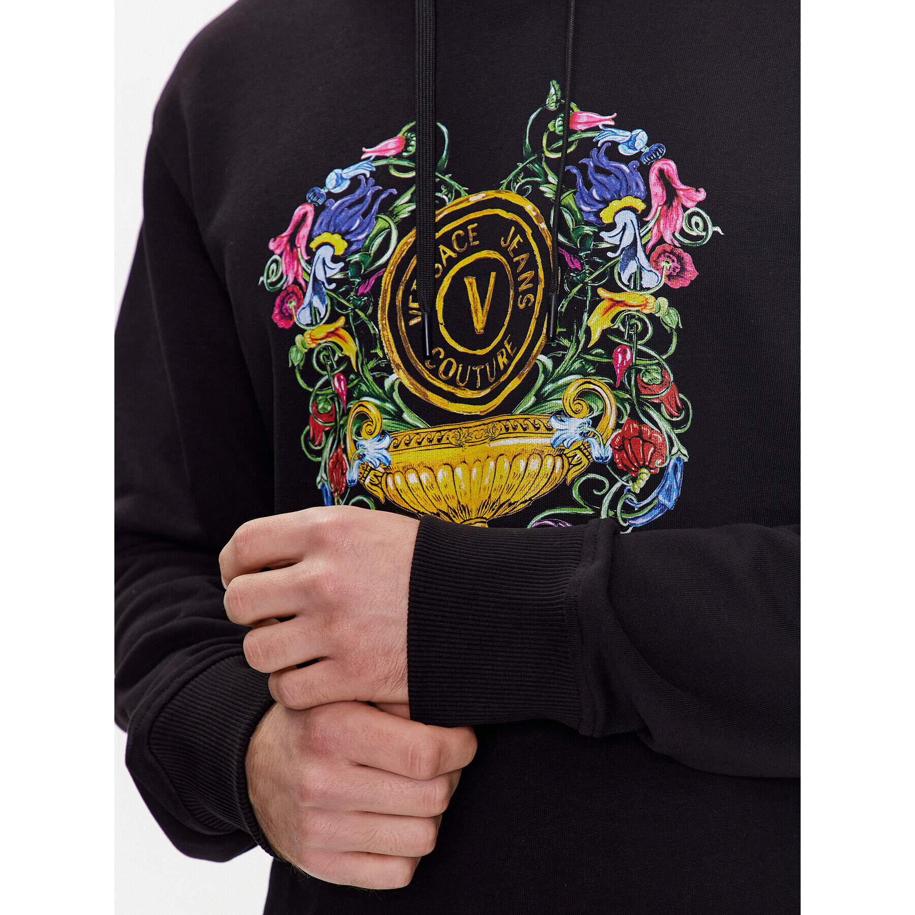 Versace Jeans Couture Mikina Vemblem Garden 74GAIF01 Černá Regular Fit - Pepit.cz