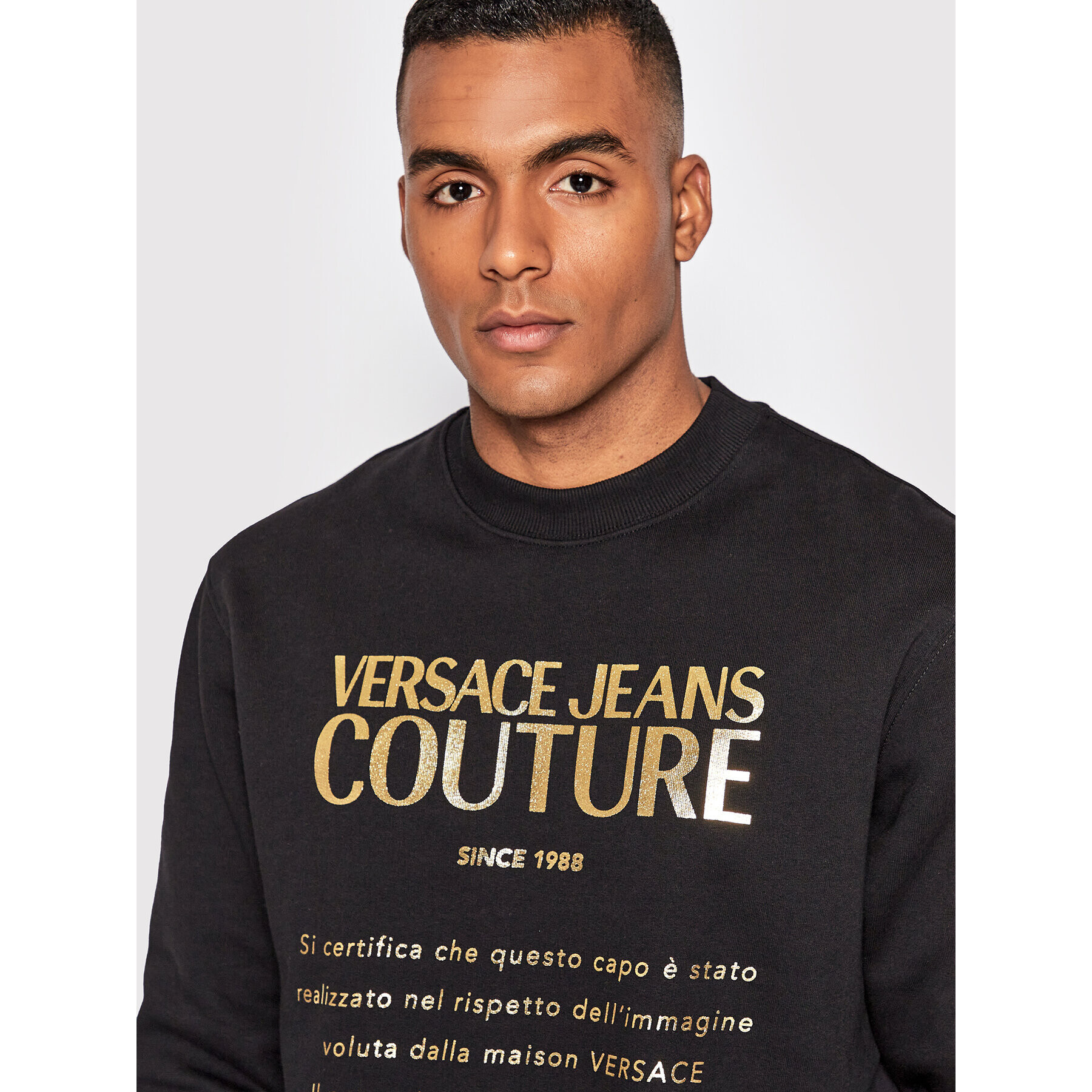 Versace Jeans Couture Mikina Warranty Foil 73GAIT26 Černá Regular Fit - Pepit.cz