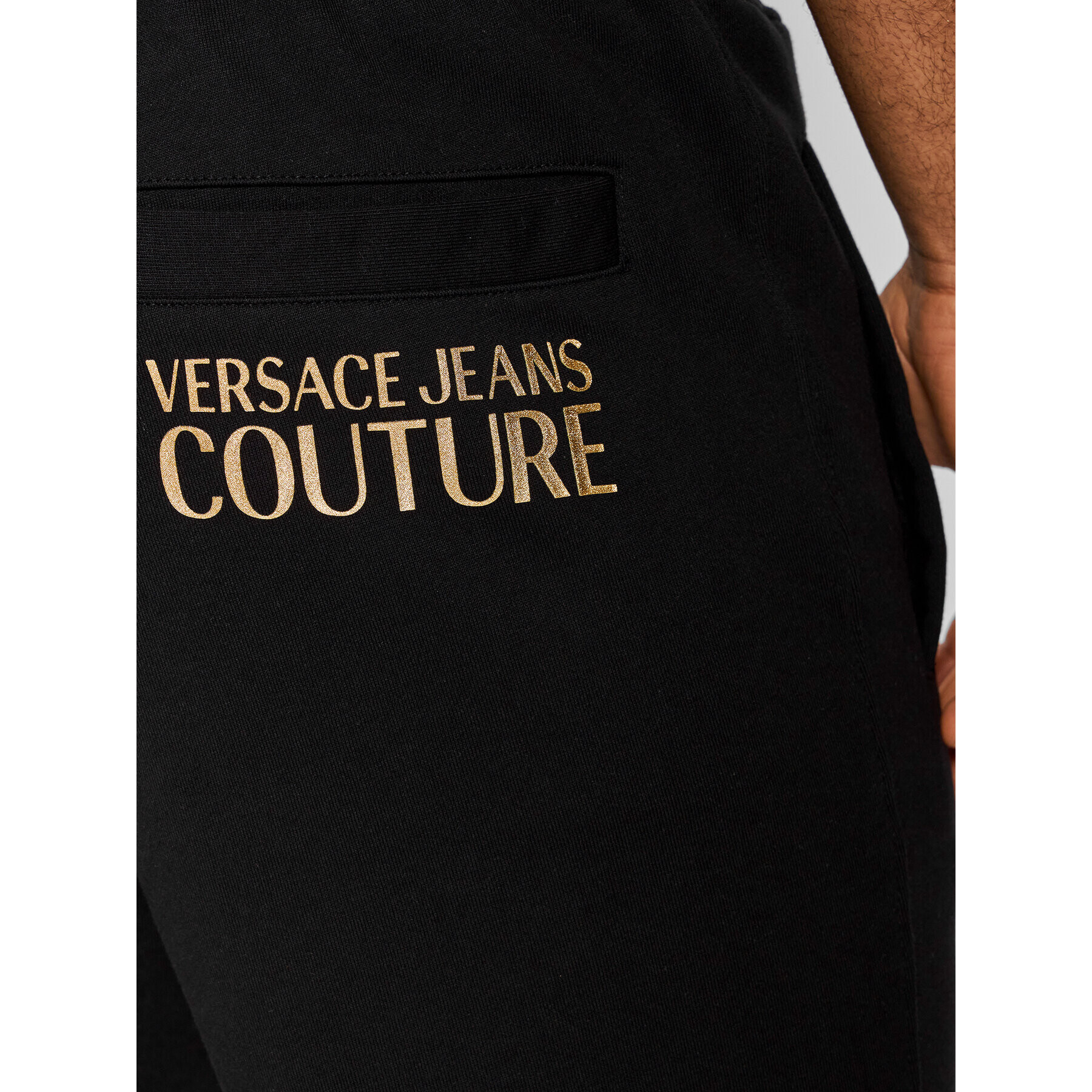 Versace Jeans Couture Teplákové kalhoty Logo Thick Foil 72GAAT01 Černá Regular Fit - Pepit.cz