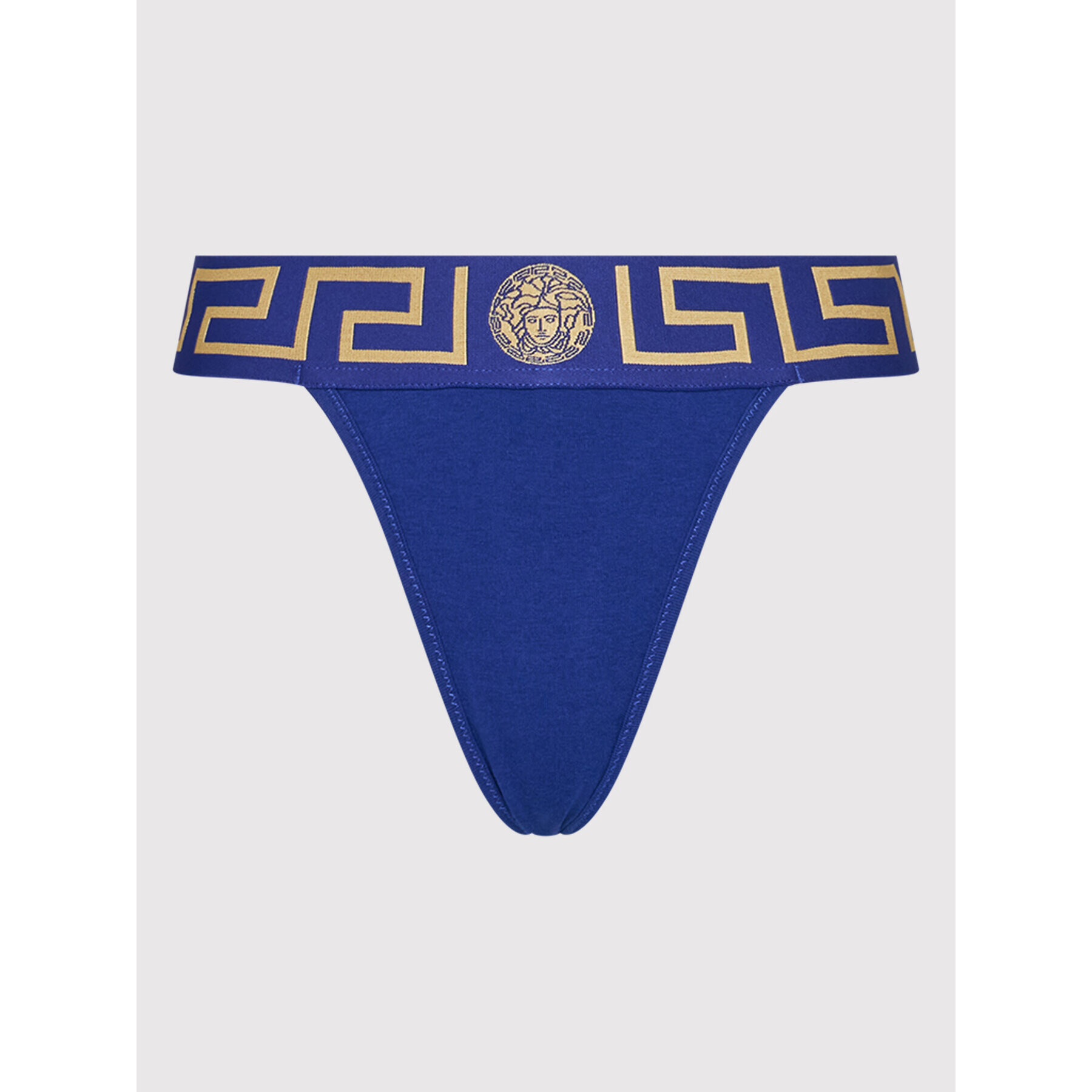 Versace Kalhotky string Greca Border AUD01042 Tmavomodrá - Pepit.cz