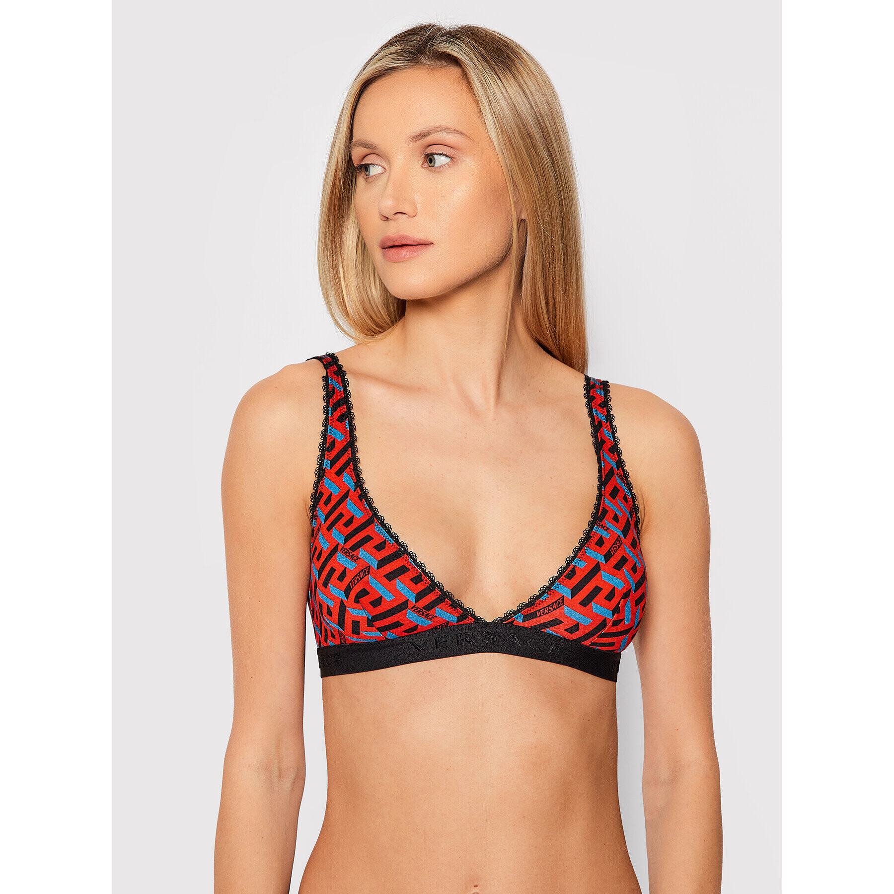 Versace Podprsenka Bralette Greca Signature 1002594 Červená - Pepit.cz