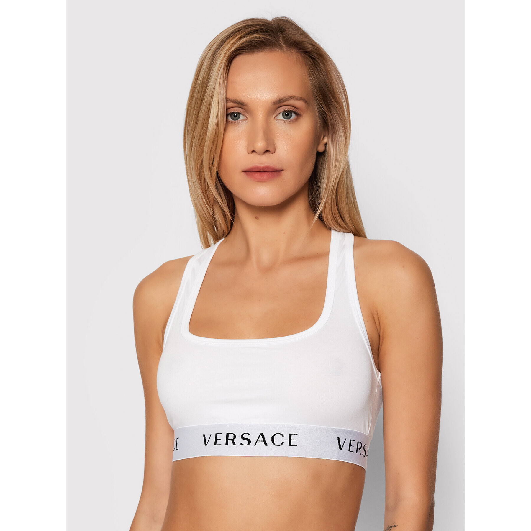 Versace Podprsenkový top Logo Sports AUD04068 Bílá - Pepit.cz