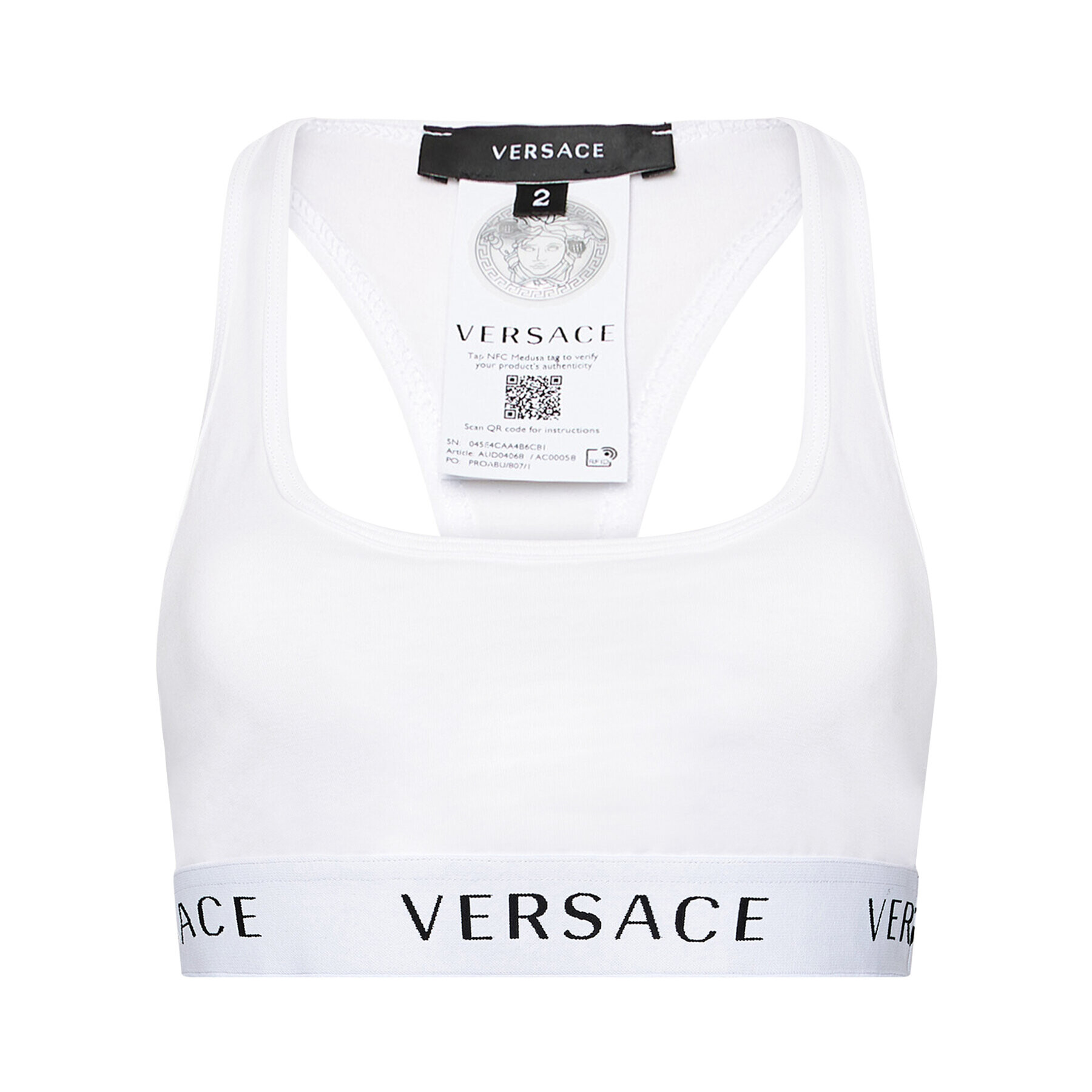 Versace Podprsenkový top Logo Sports AUD04068 Bílá - Pepit.cz