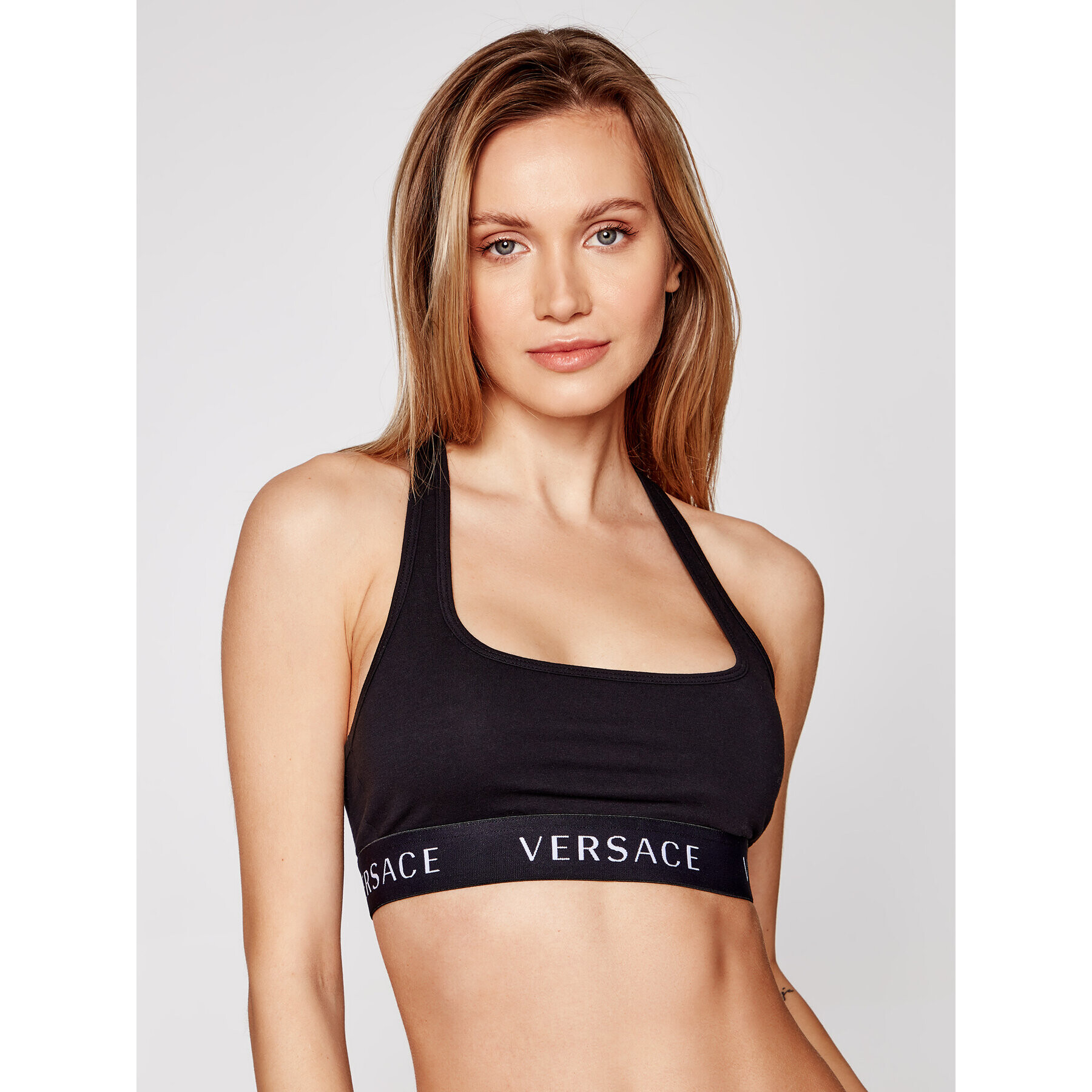 Versace Podprsenkový top Logo Sports AUD04068 Černá - Pepit.cz