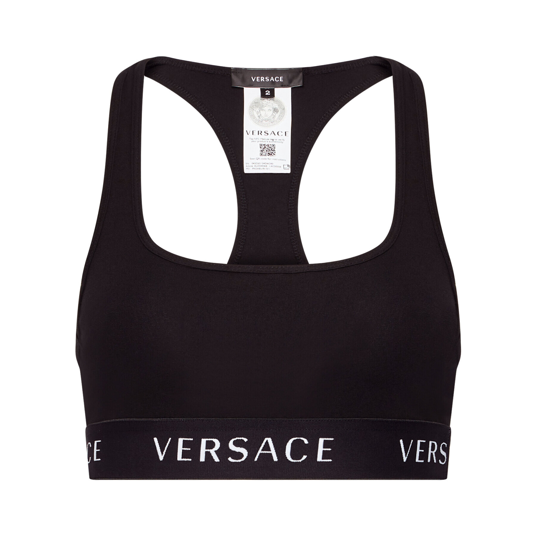 Versace Podprsenkový top Logo Sports AUD04068 Černá - Pepit.cz