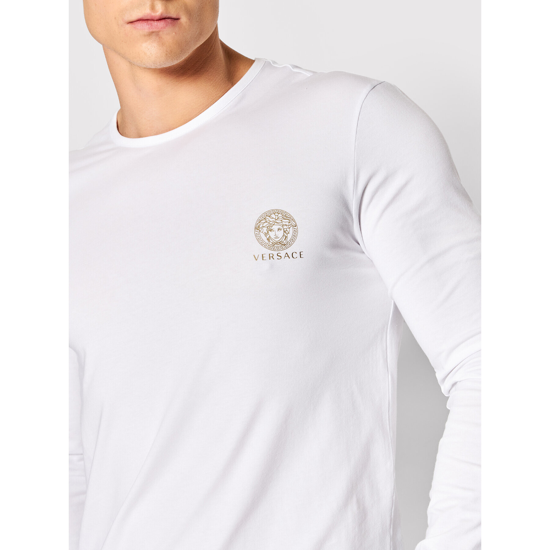 Versace S dlouhým rukávem Girocollo AUU01007 Bílá Regular Fit - Pepit.cz