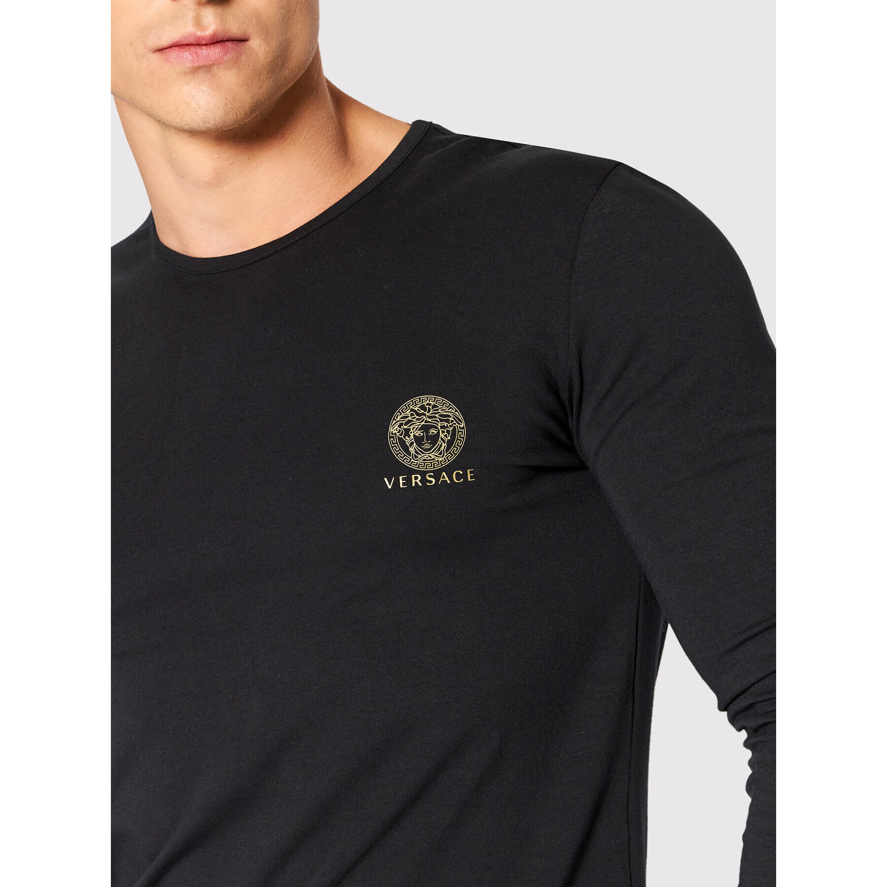 Versace S dlouhým rukávem Girocollo AUU01007 Černá Regular Fit - Pepit.cz