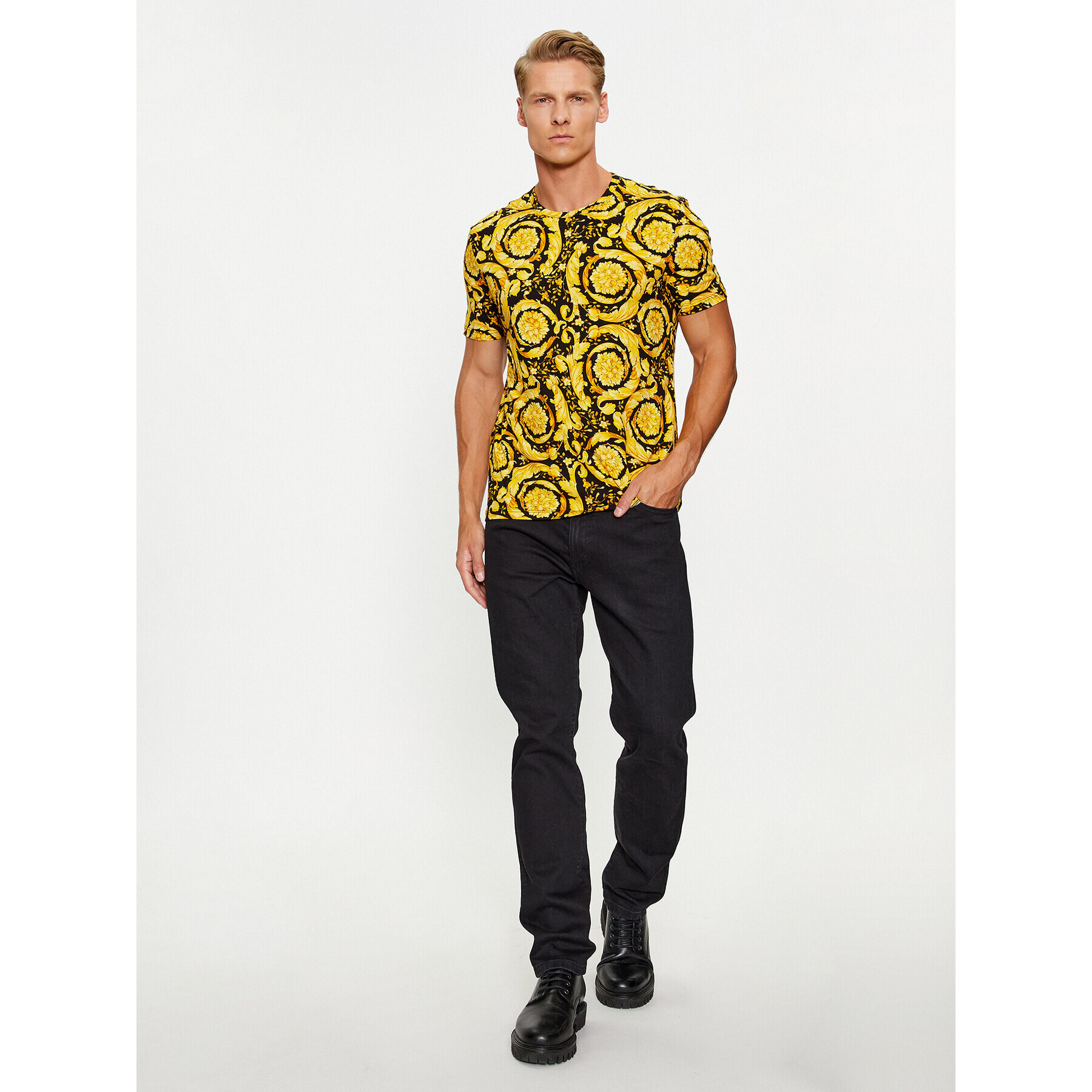 Versace T-Shirt 1000959 Žlutá Regular Fit - Pepit.cz