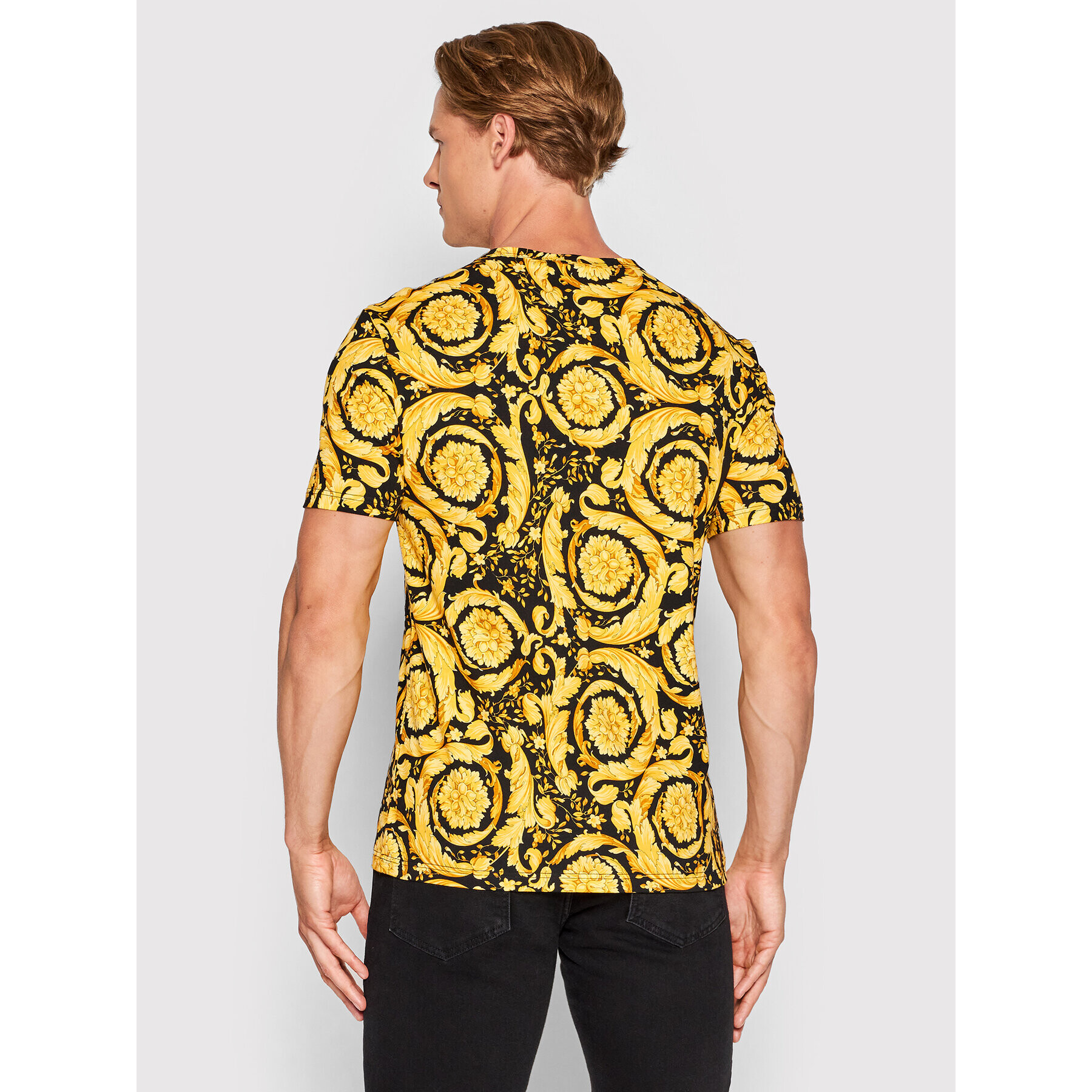 Versace T-Shirt Barocco Print 1000959 Žlutá Regular Fit - Pepit.cz