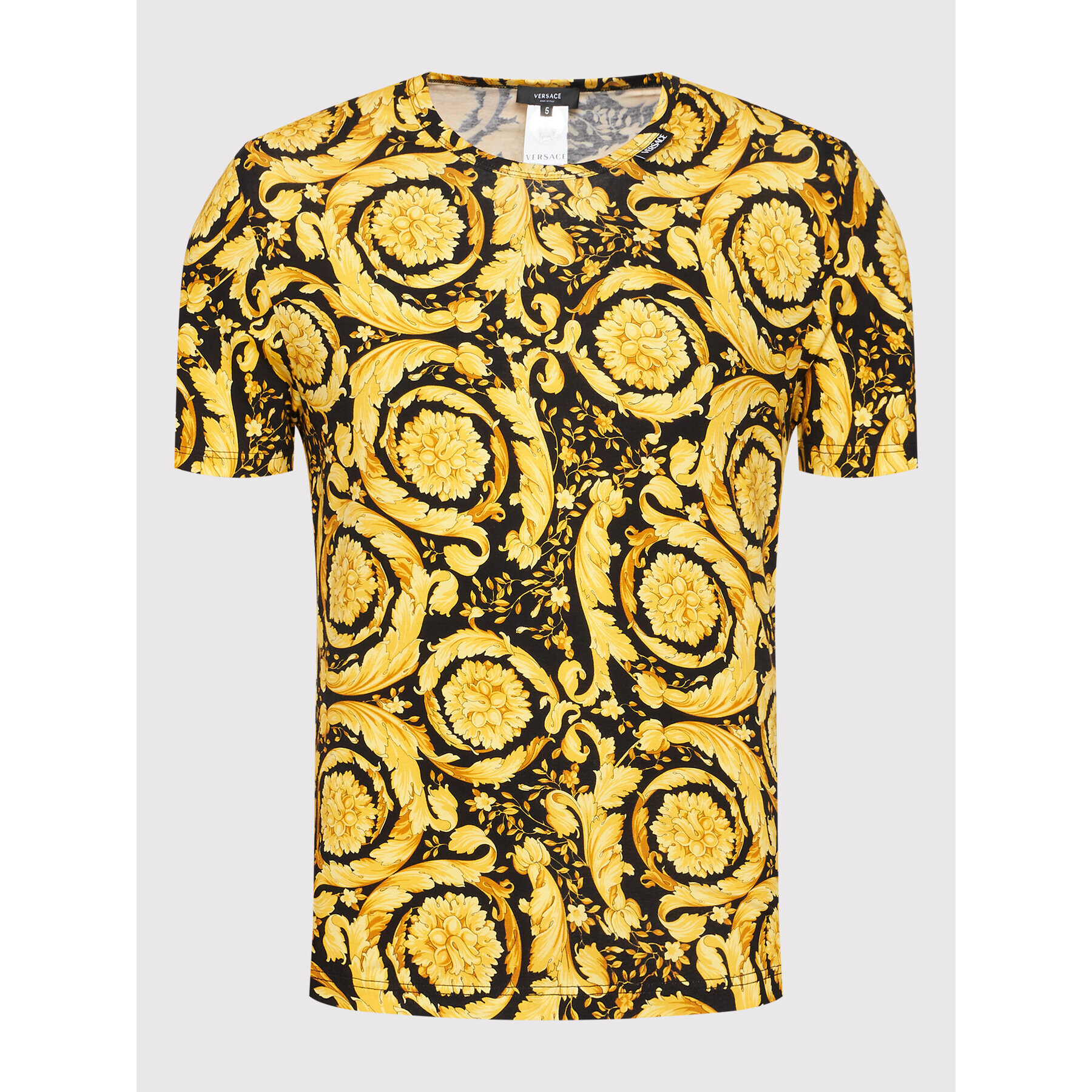 Versace T-Shirt Barocco Print 1000959 Žlutá Regular Fit - Pepit.cz