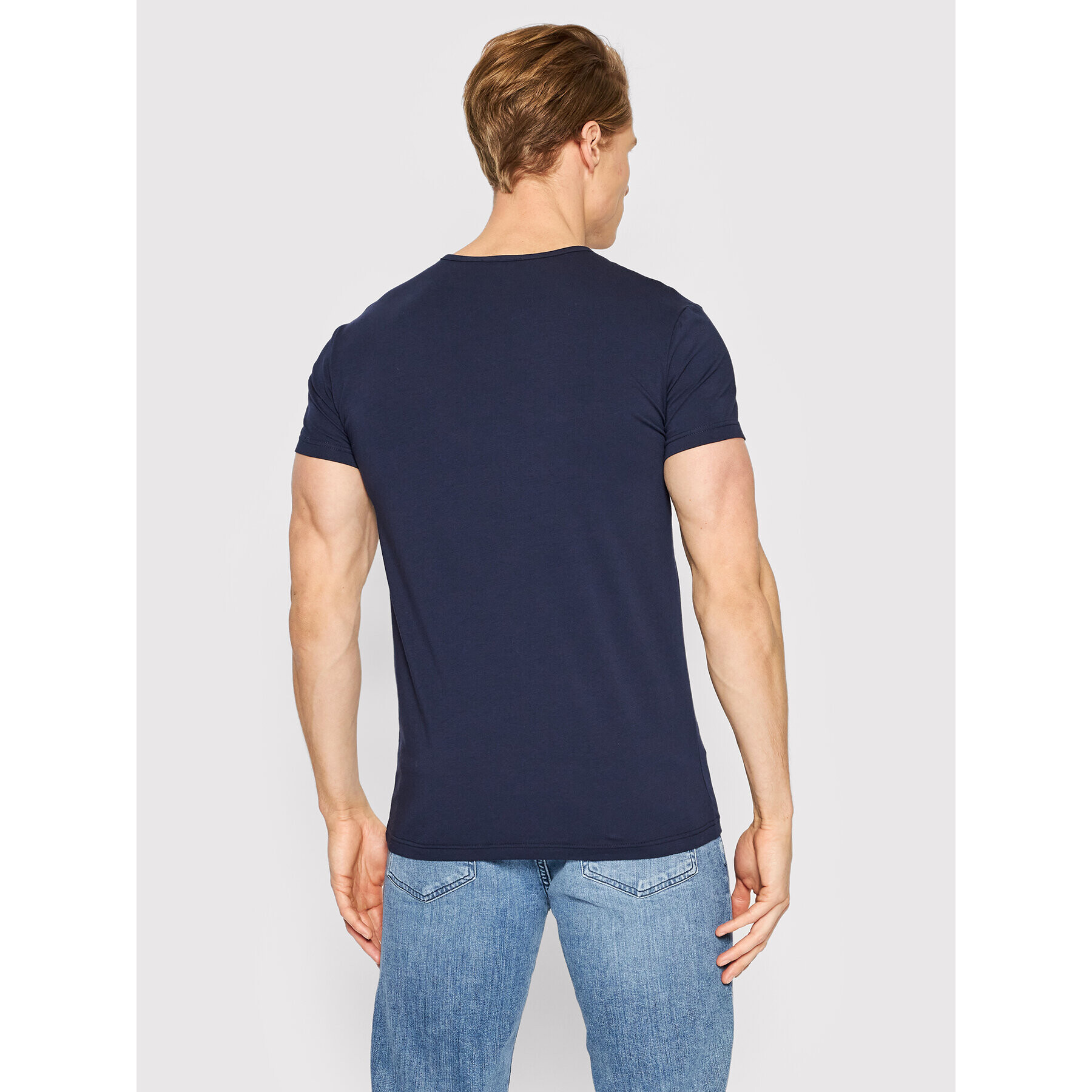 Versace T-Shirt Girocollo AUU01005 Tmavomodrá Regular Fit - Pepit.cz