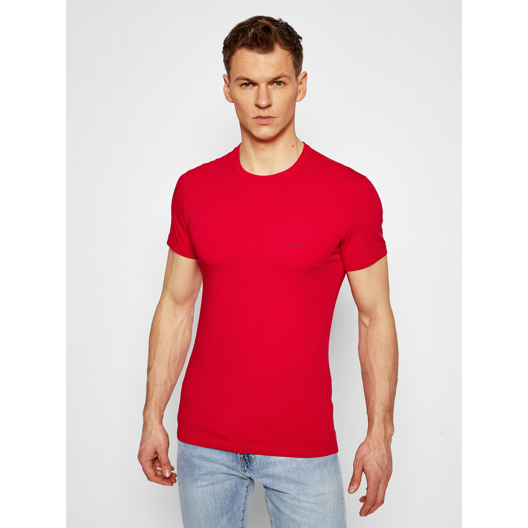 Versace T-Shirt Girocollo AUU04023 Červená Slim Fit - Pepit.cz