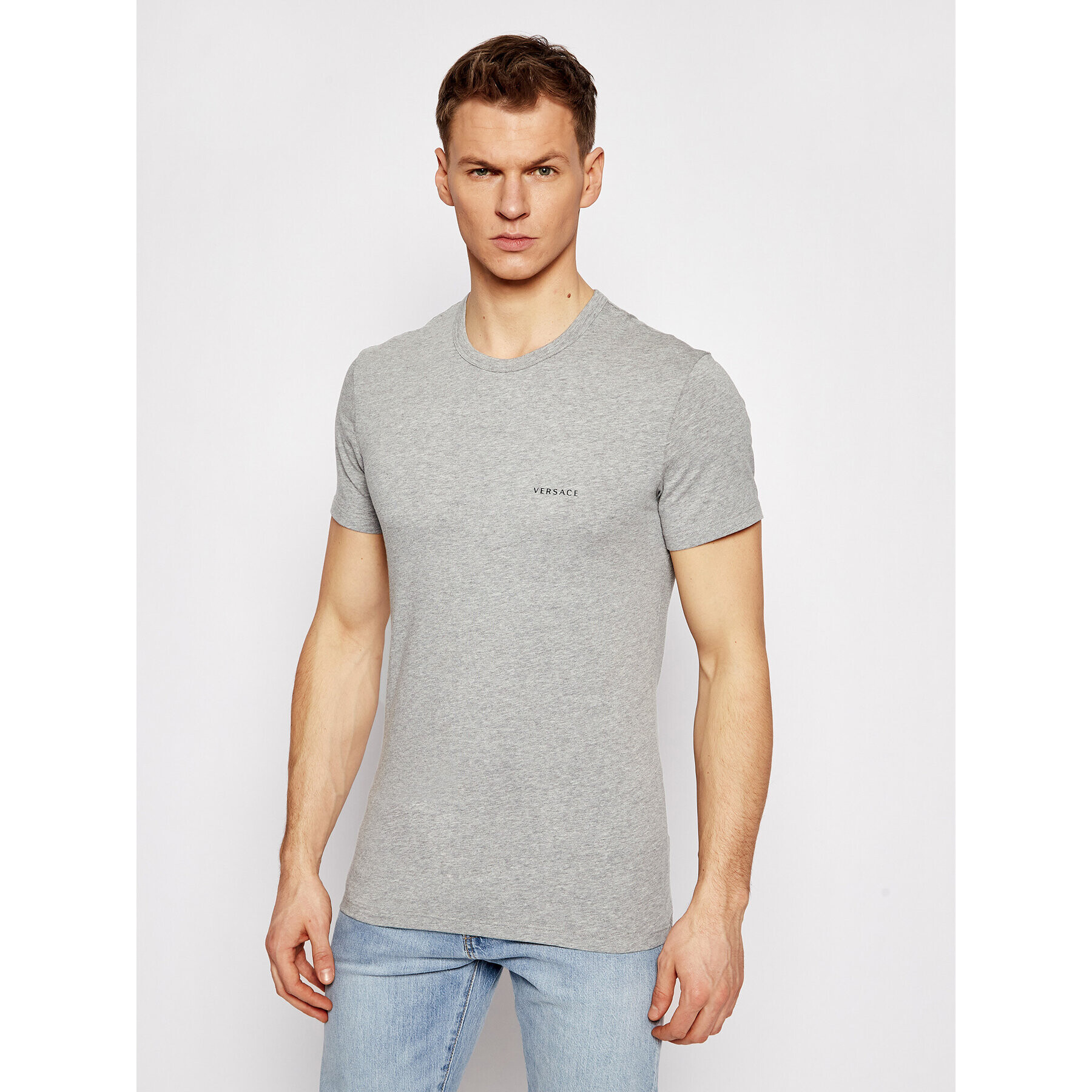 Versace T-Shirt Girocollo AUU04023 Šedá Slim Fit - Pepit.cz