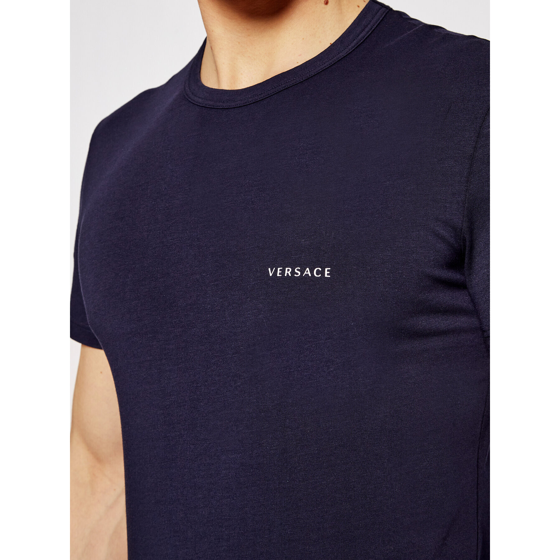 Versace T-Shirt Girocollo AUU04023 Tmavomodrá Slim Fit - Pepit.cz