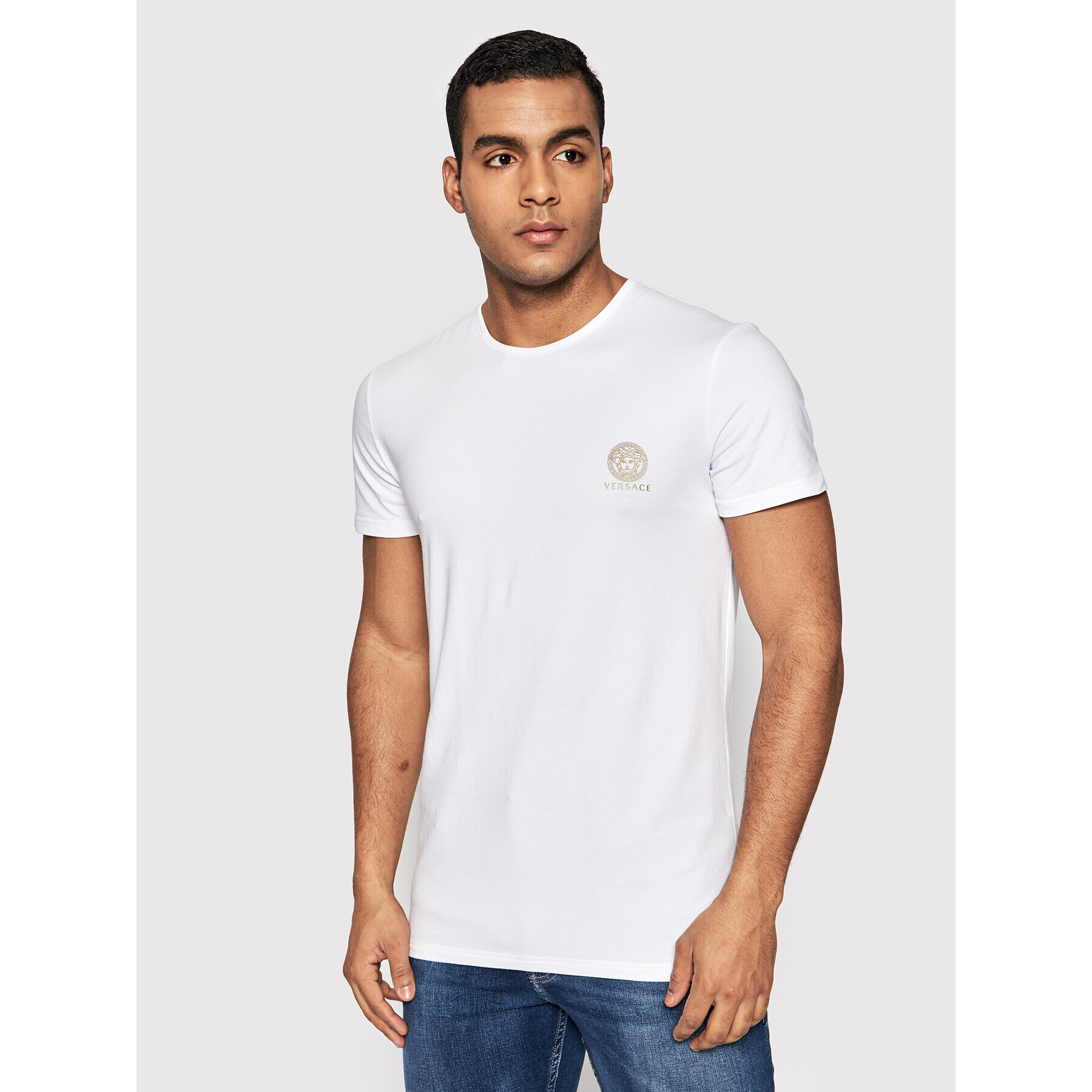 Versace T-Shirt Mc Girocollo Intimo Uomo AUU01005 Bílá Slim Fit - Pepit.cz