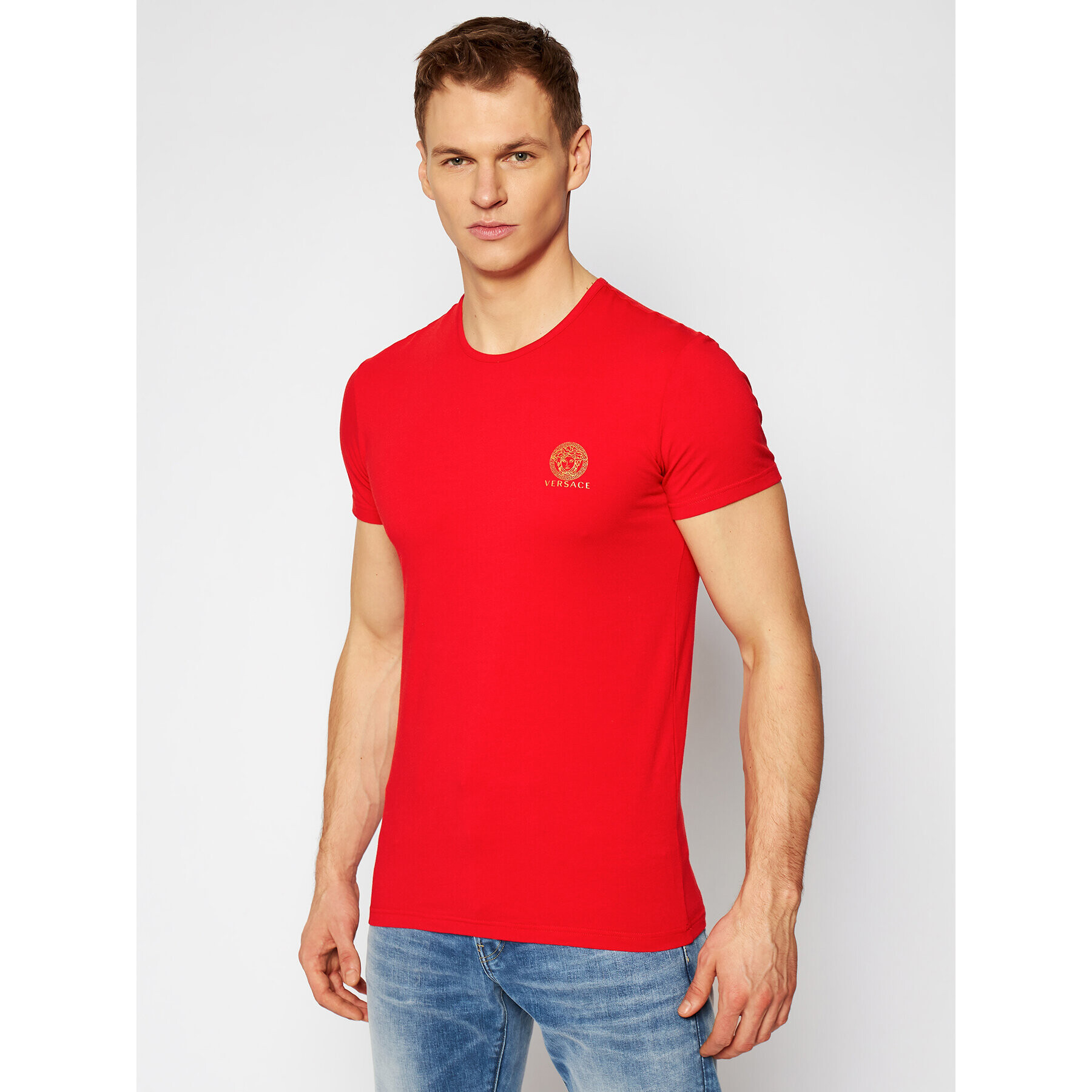 Versace T-Shirt Mc Girocollo Intimo Uomo AUU01005 Červená Slim Fit - Pepit.cz