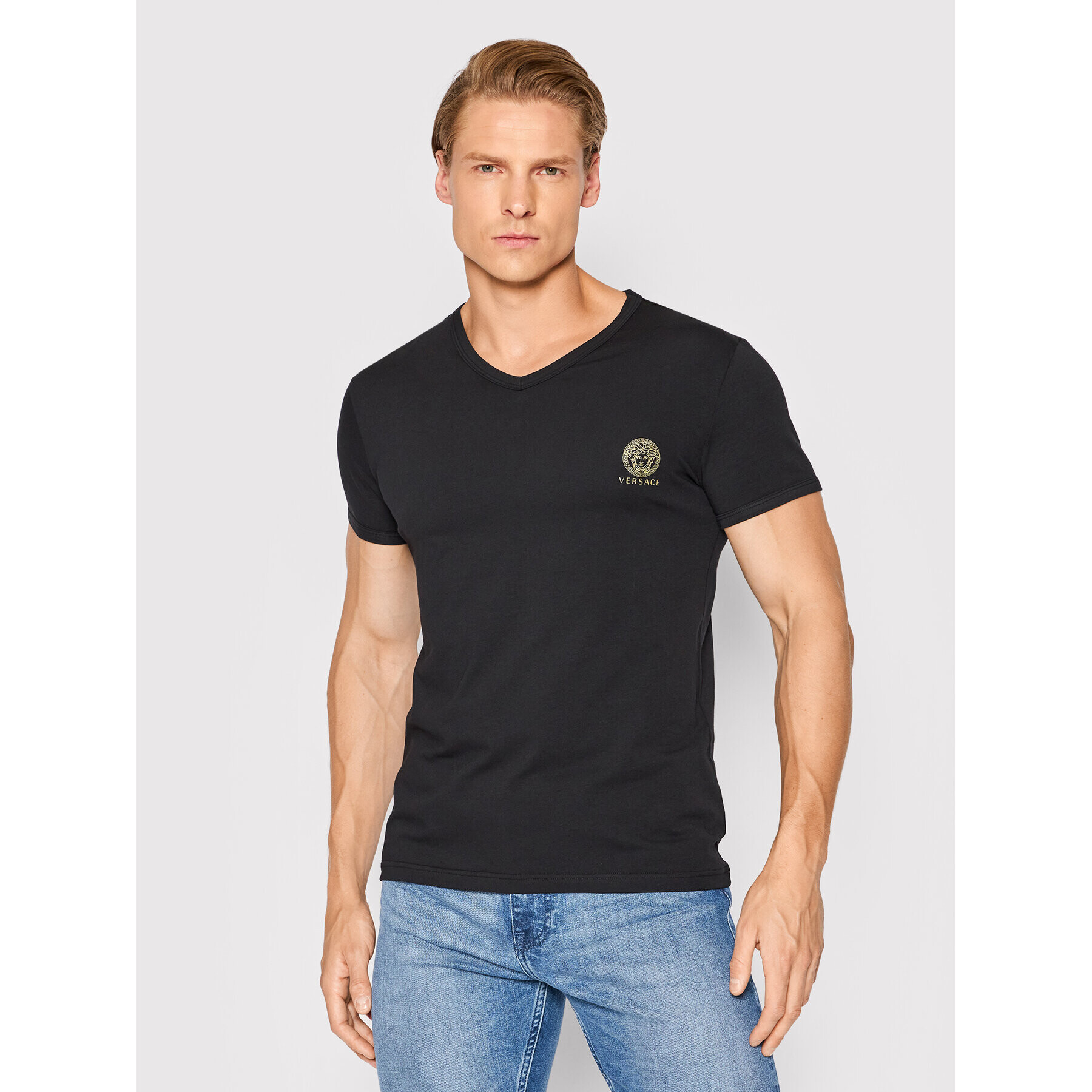 Versace T-Shirt Scollo AUU01004 Černá Regular Fit - Pepit.cz