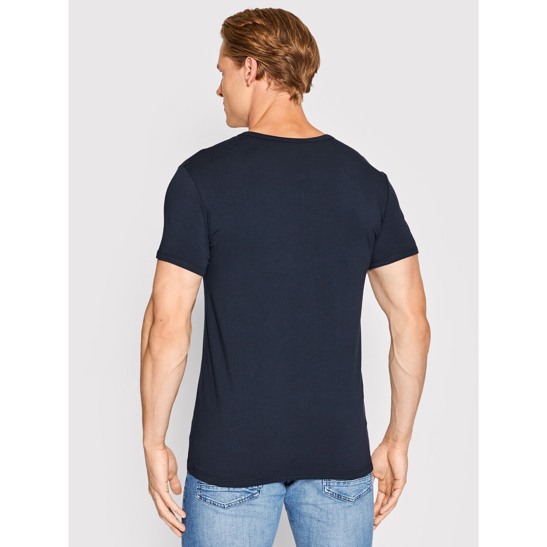 Versace T-Shirt Scollo AUU01004 Tmavomodrá Regular Fit - Pepit.cz