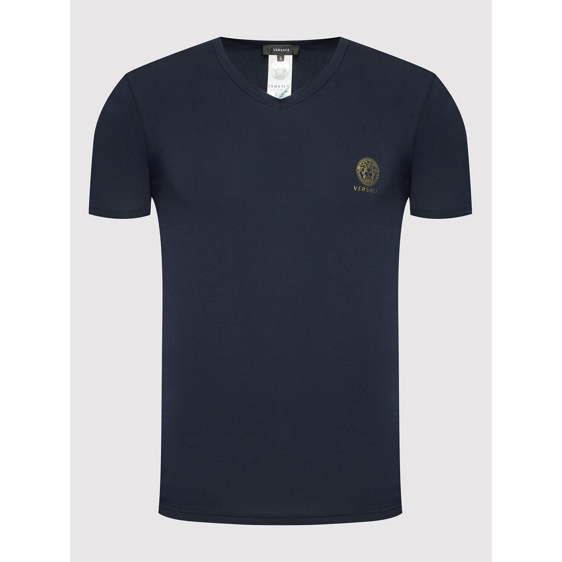 Versace T-Shirt Scollo AUU01004 Tmavomodrá Regular Fit - Pepit.cz