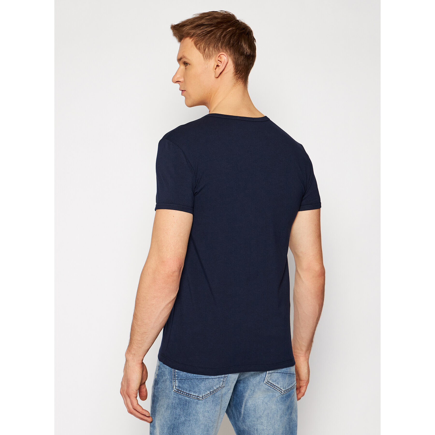 Versace T-Shirt Scollo AUU01004 Tmavomodrá Regular Fit - Pepit.cz