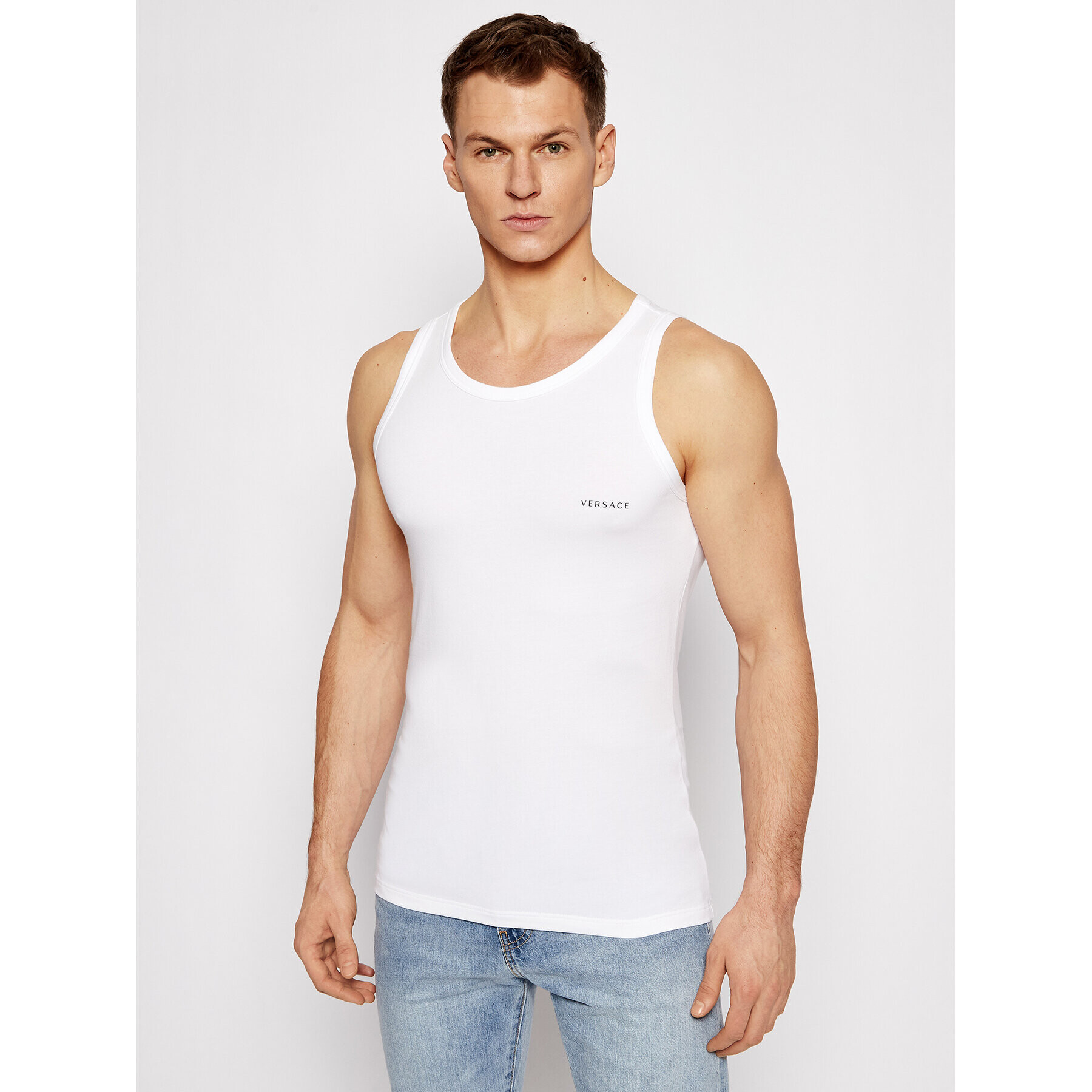 Versace Tank top Canotta AUU04022 Bílá Slim Fit - Pepit.cz