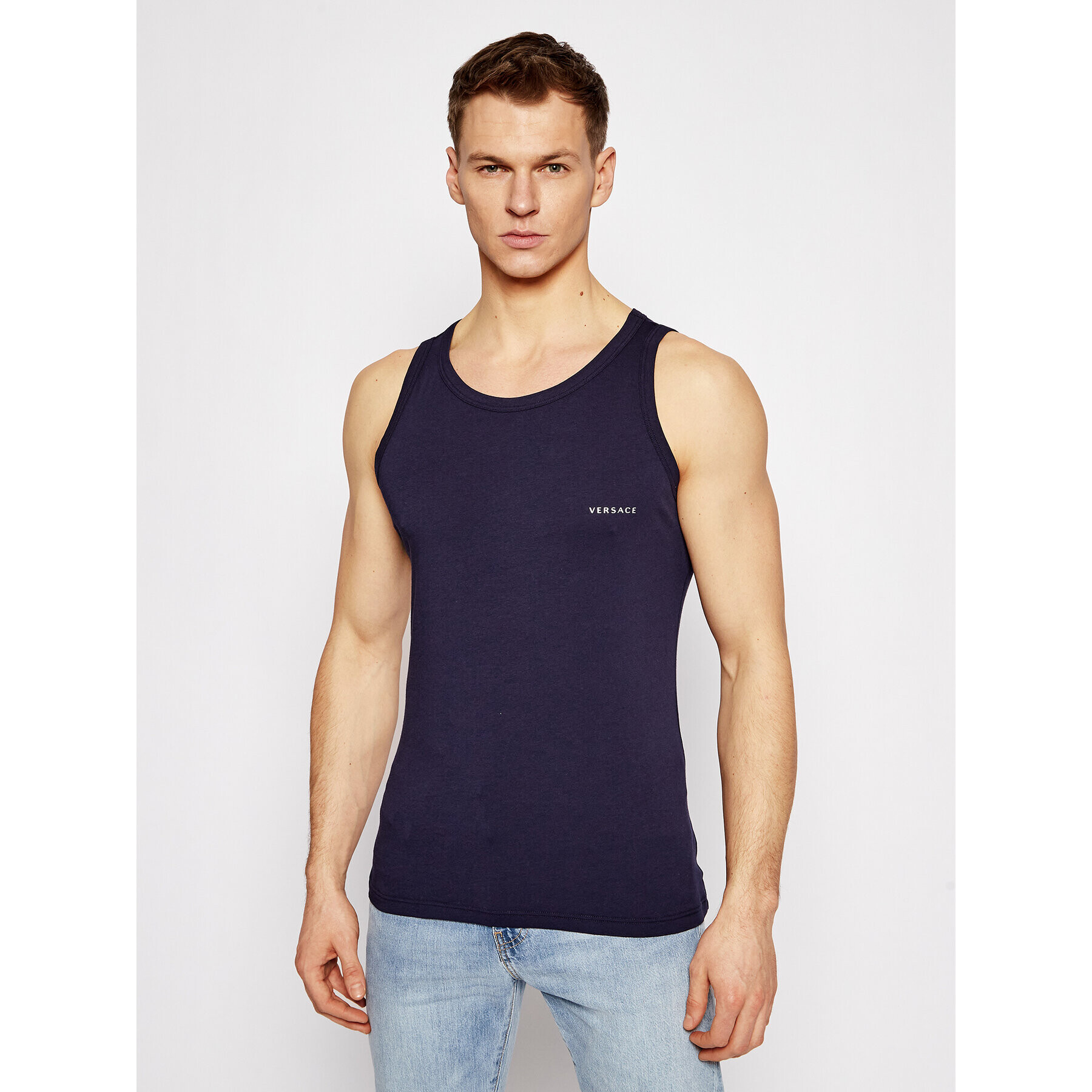 Versace Tank top Canotta AUU04022 Tmavomodrá Slim Fit - Pepit.cz