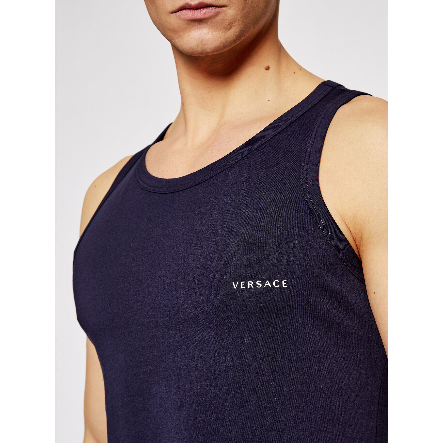 Versace Tank top Canotta AUU04022 Tmavomodrá Slim Fit - Pepit.cz