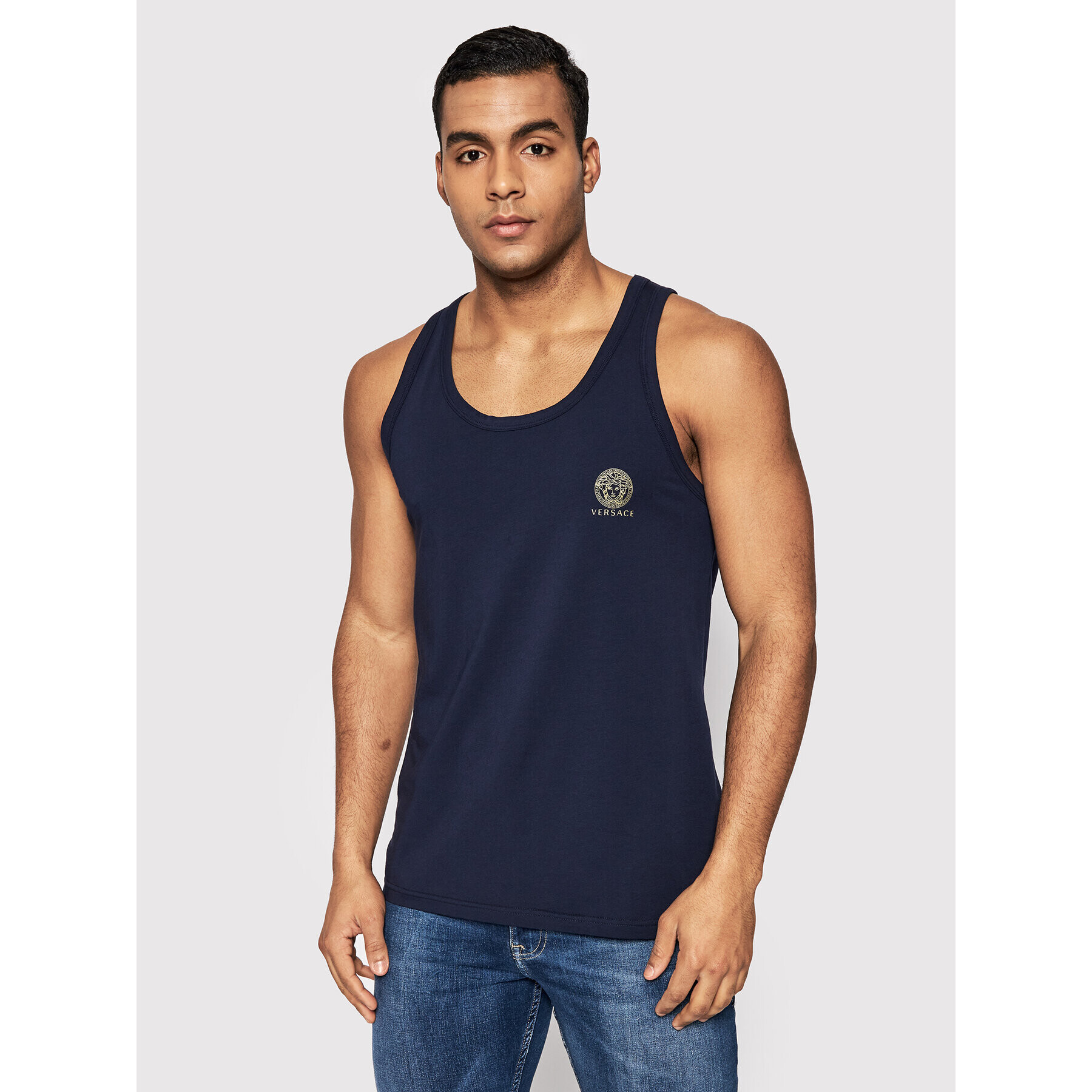 Versace Tank top Medusa AUU01012 Tmavomodrá Regular Fit - Pepit.cz