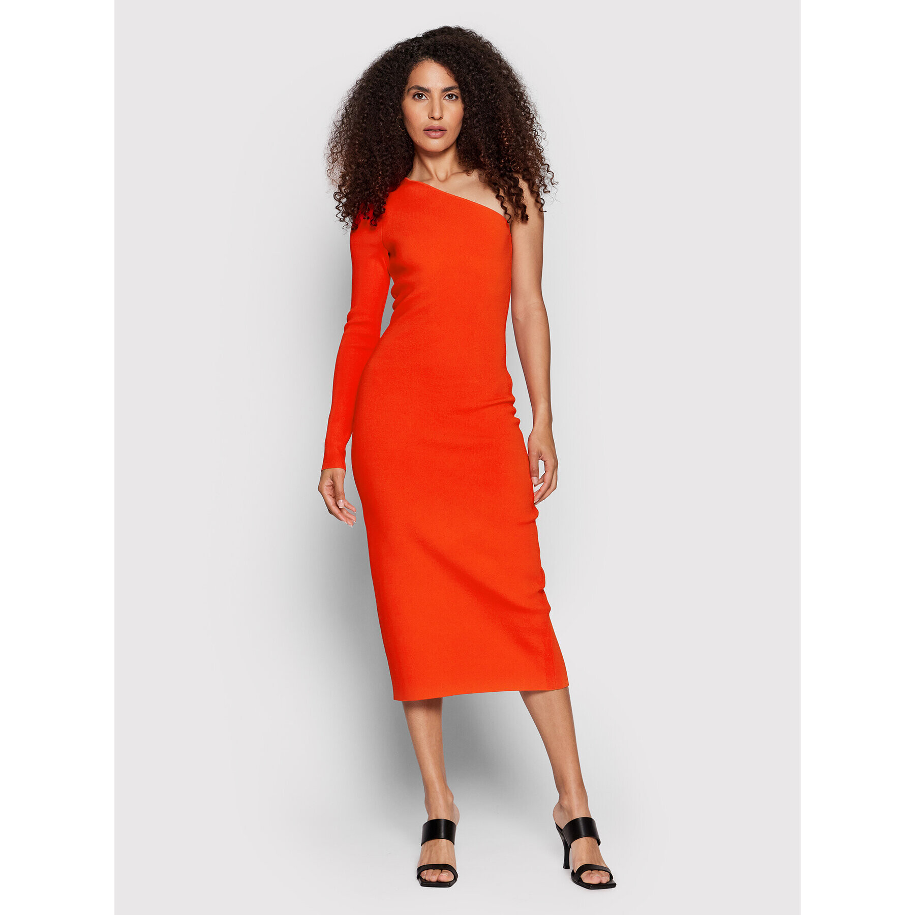 Victoria Victoria Beckham Koktejlové šaty One Shoulder 1222KDR003593A Oranžová Slim Fit - Pepit.cz