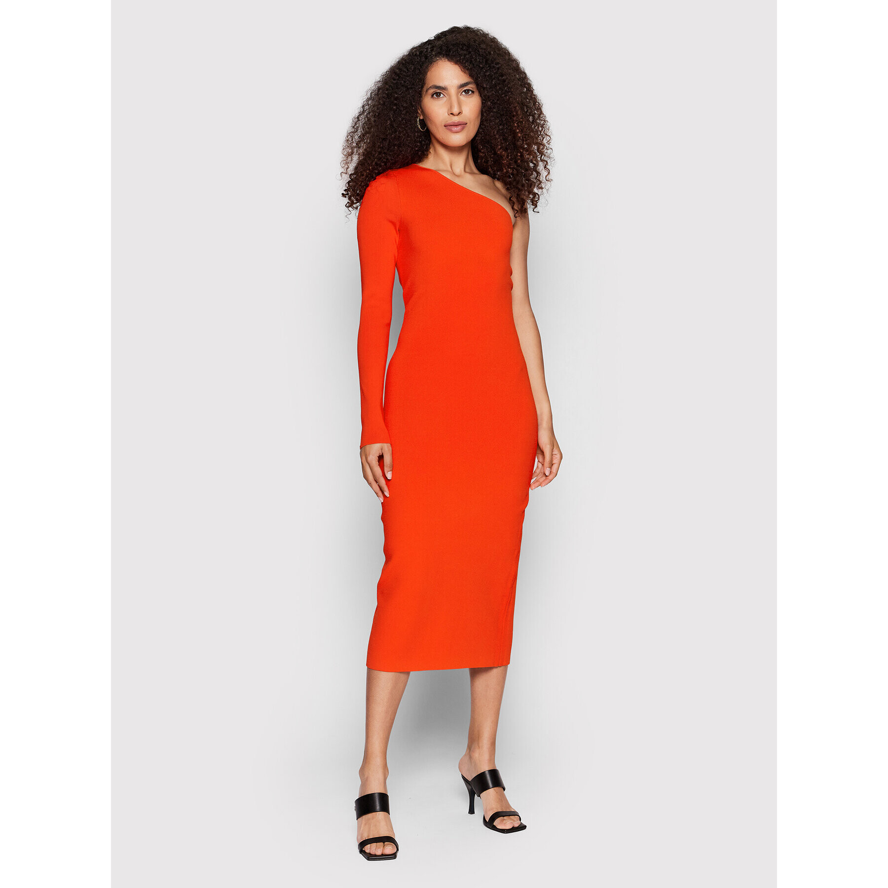 Victoria Victoria Beckham Koktejlové šaty One Shoulder 1222KDR003593A Oranžová Slim Fit - Pepit.cz