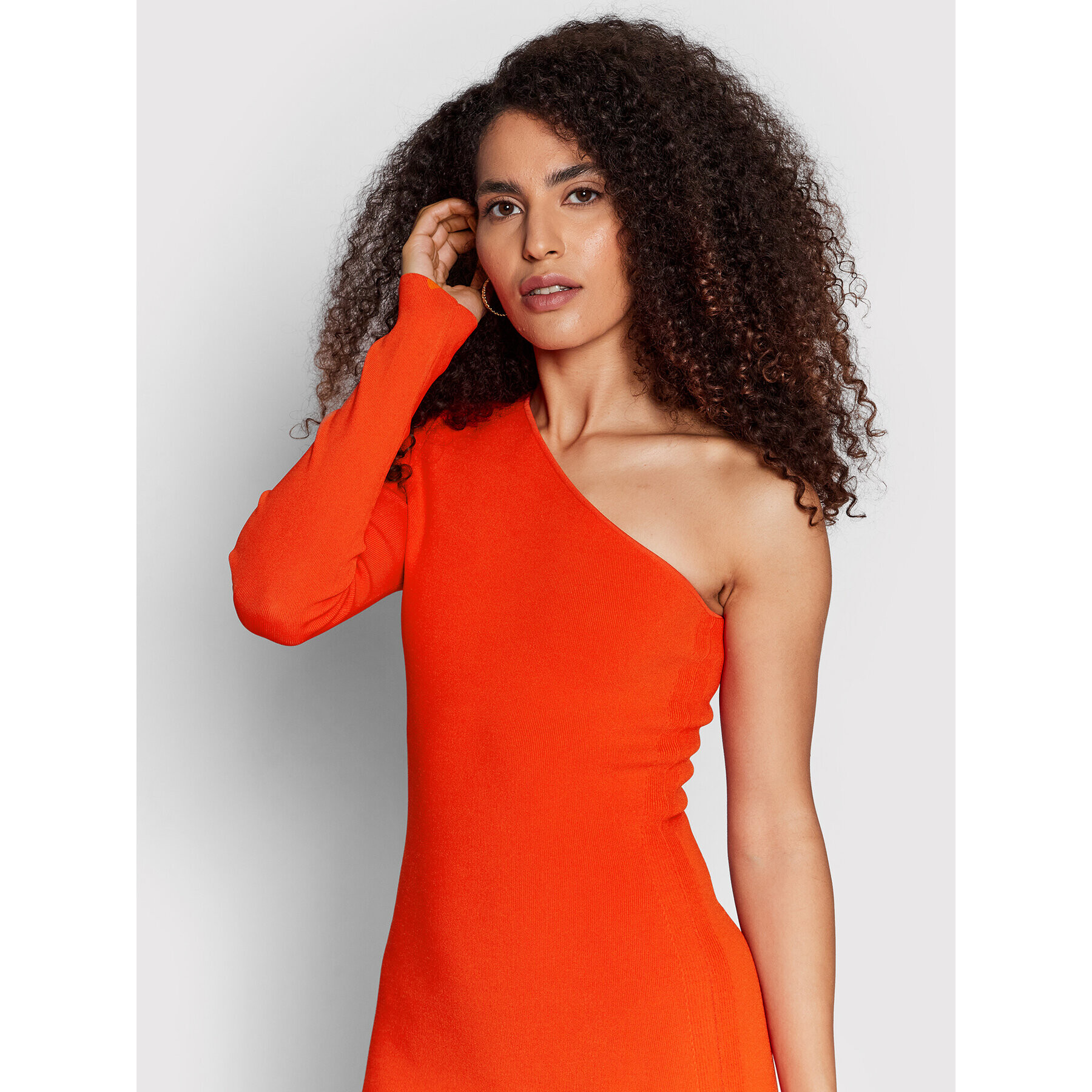 Victoria Victoria Beckham Koktejlové šaty One Shoulder 1222KDR003593A Oranžová Slim Fit - Pepit.cz