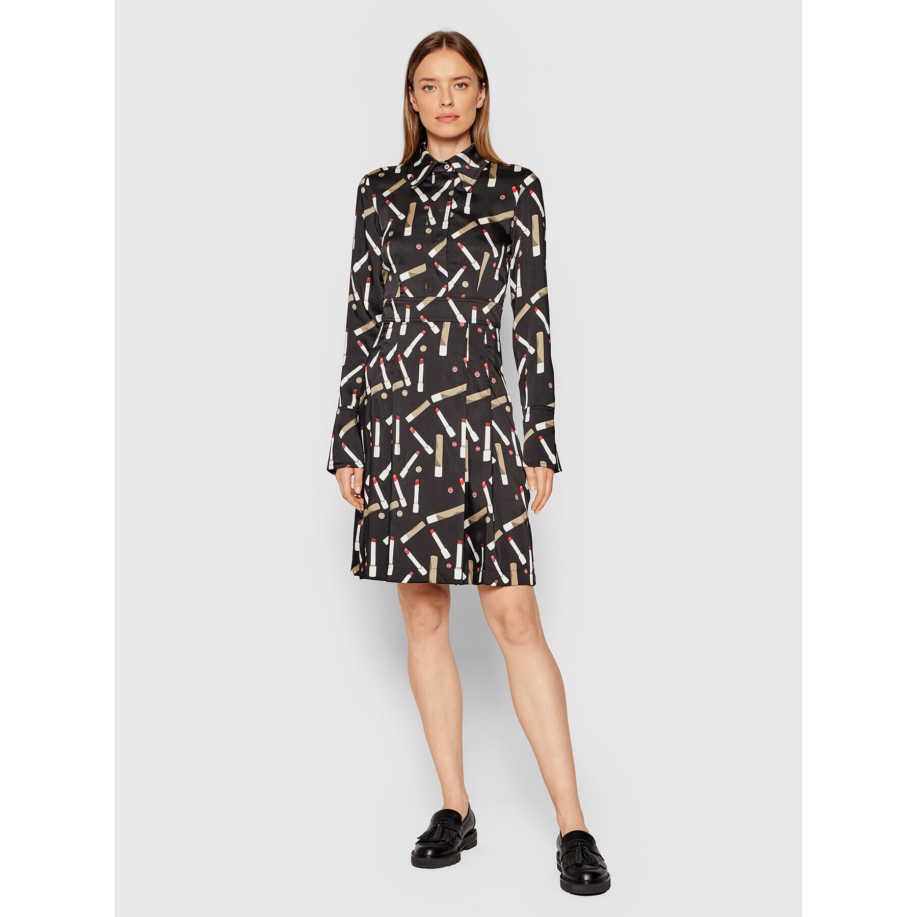 Victoria Victoria Beckham Košilové šaty Printed Poly Twill 2321WDR002989A Černá Regular Fit - Pepit.cz