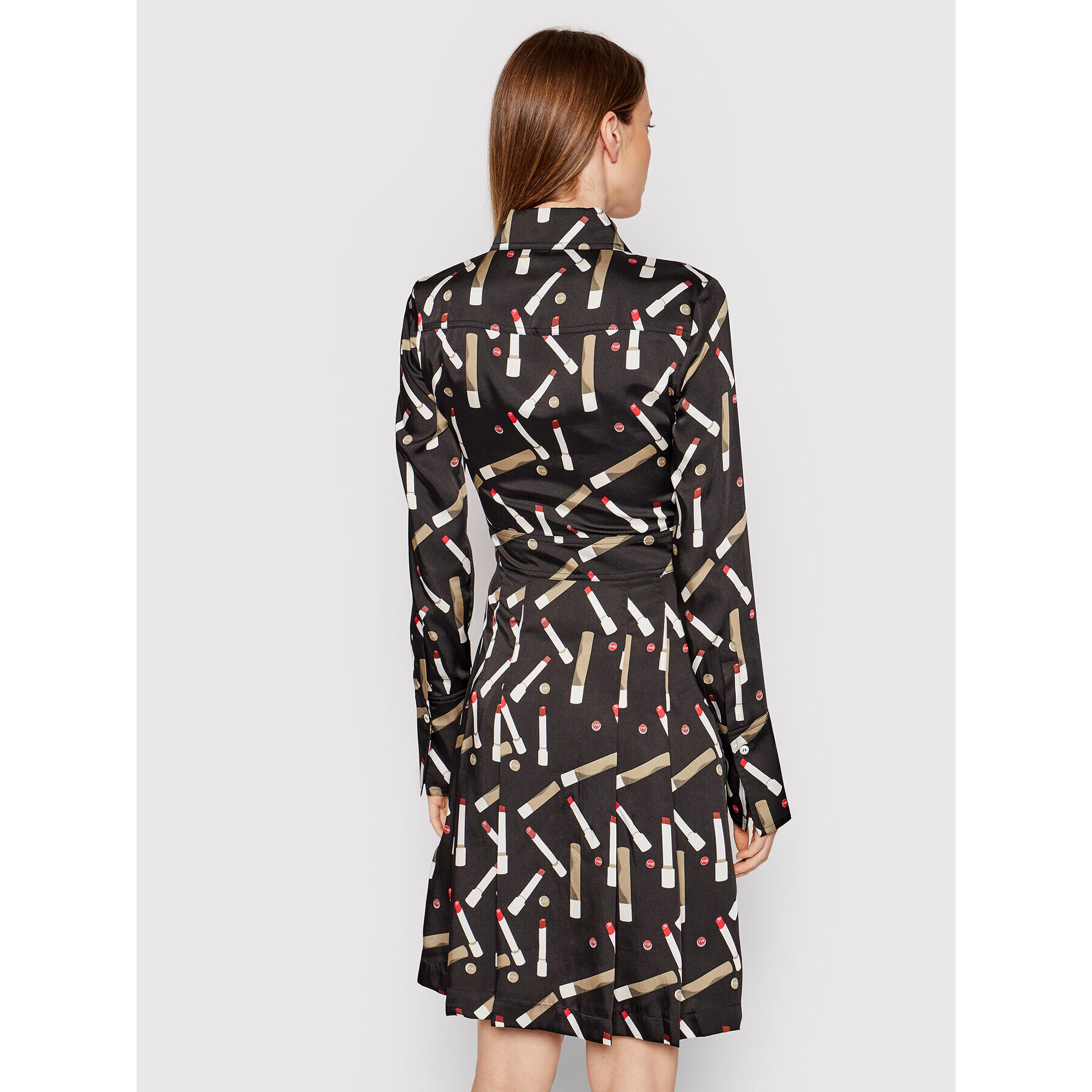 Victoria Victoria Beckham Košilové šaty Printed Poly Twill 2321WDR002989A Černá Regular Fit - Pepit.cz