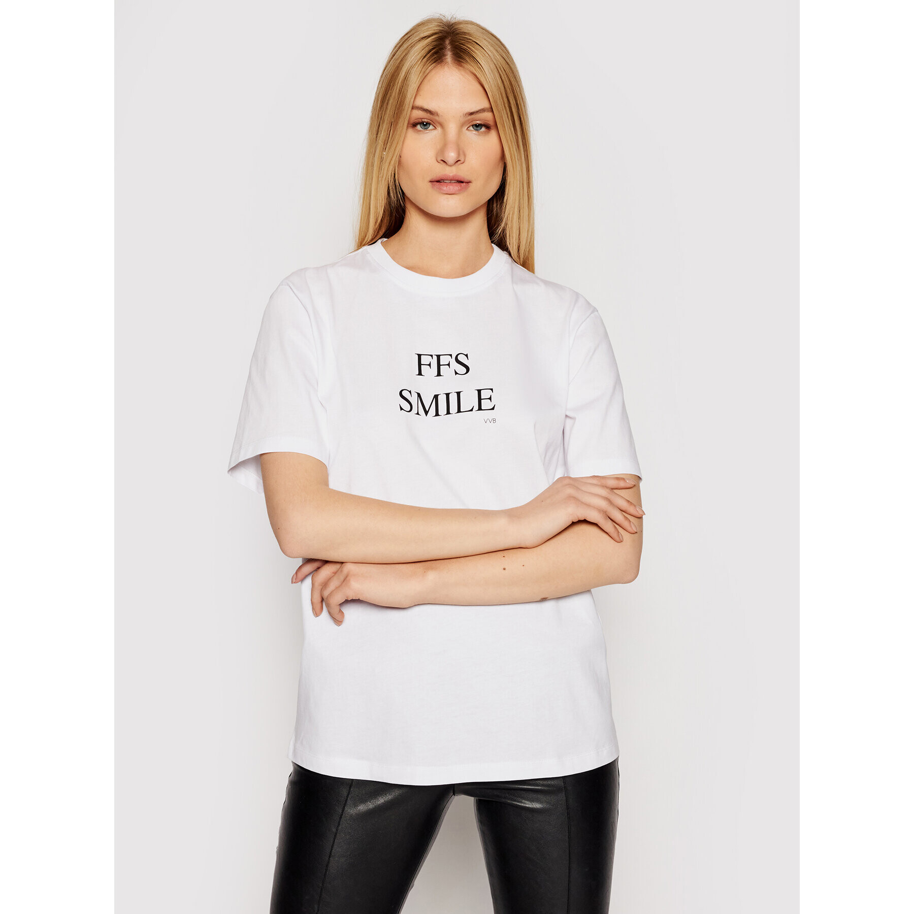 Victoria Victoria Beckham T-Shirt Ffs Smile 2221JTS002512A Bílá Regular Fit - Pepit.cz