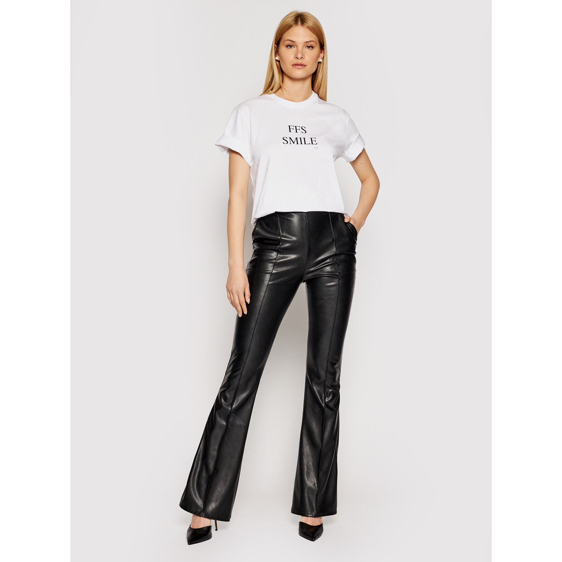 Victoria Victoria Beckham T-Shirt Ffs Smile 2221JTS002512A Bílá Regular Fit - Pepit.cz