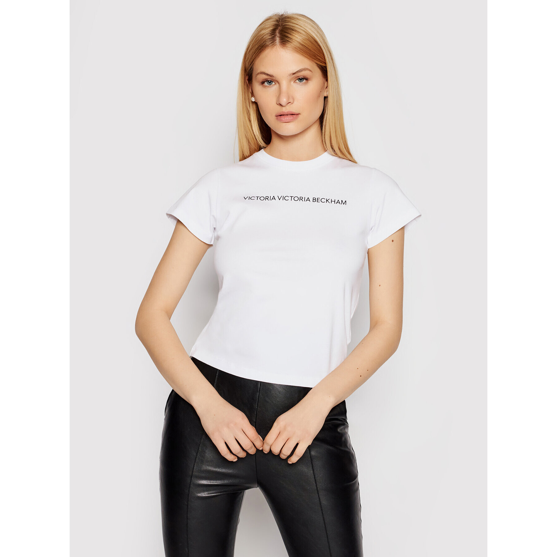 Victoria Victoria Beckham T-Shirt Logo 2121JTS002433A Bílá Slim Fit - Pepit.cz