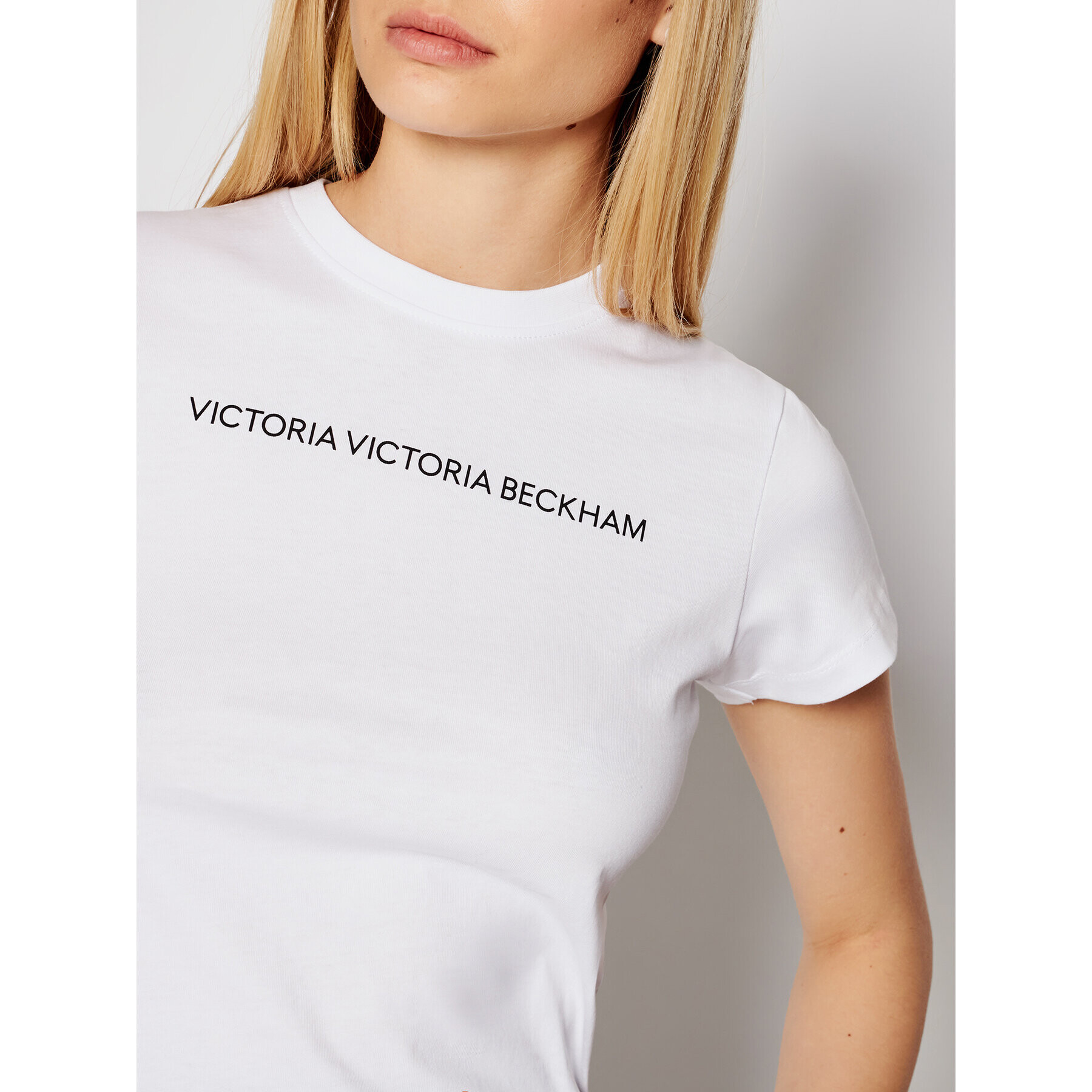 Victoria Victoria Beckham T-Shirt Logo 2121JTS002433A Bílá Slim Fit - Pepit.cz