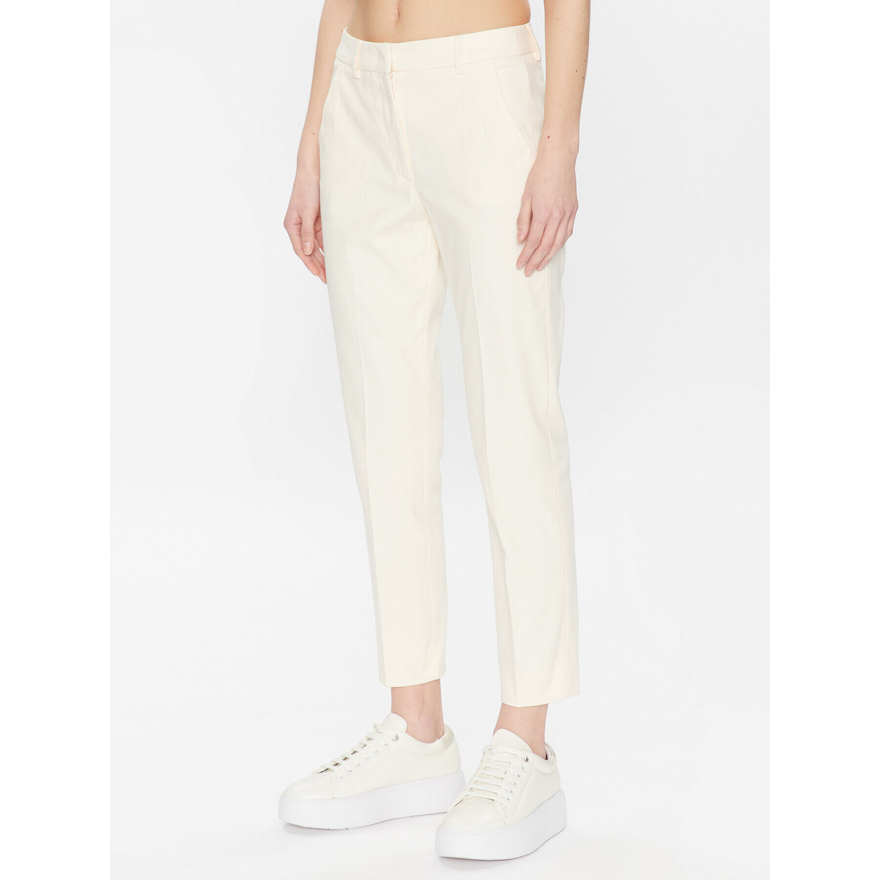 Weekend Max Mara Chino kalhoty Vite 23513104 Écru Slim Fit - Pepit.cz