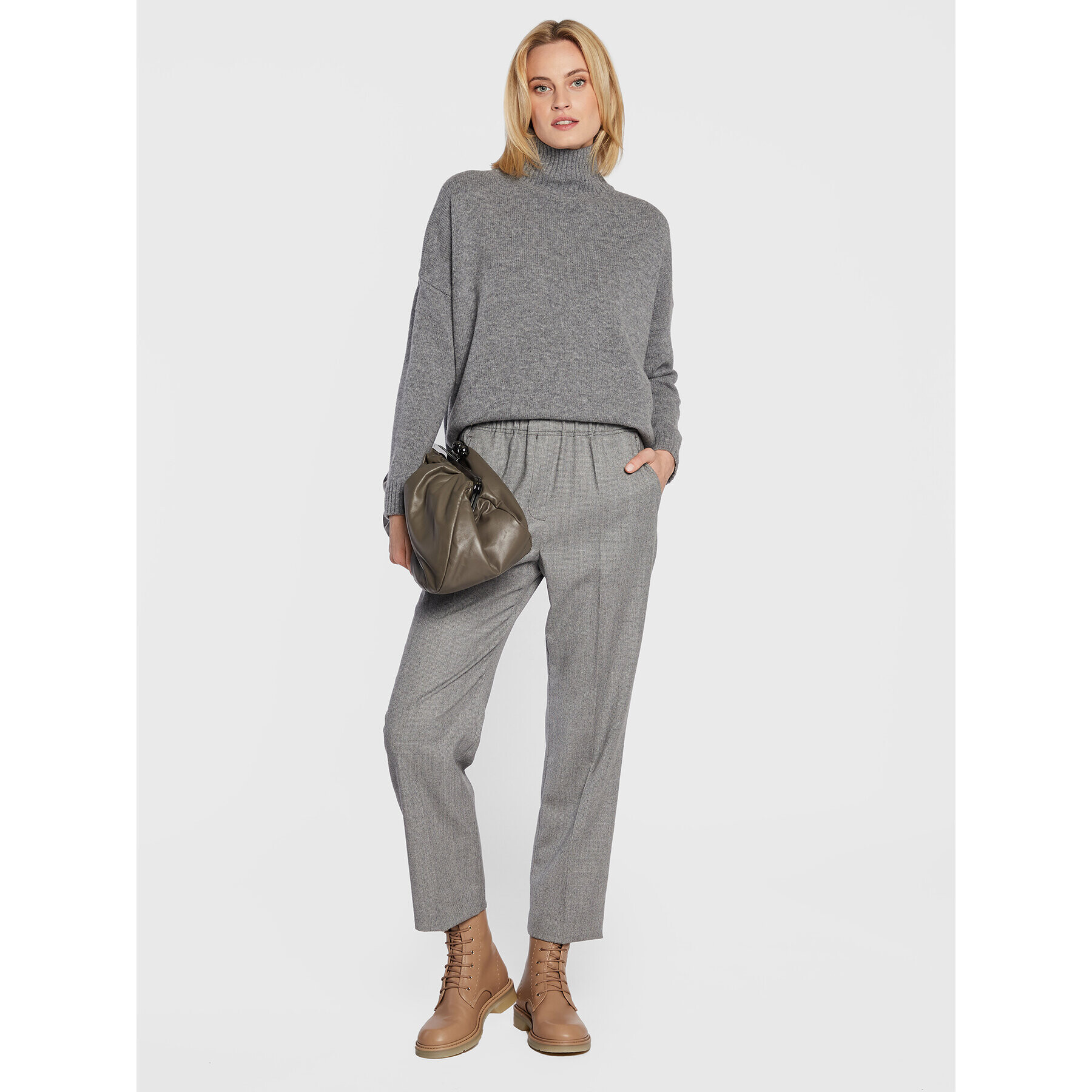 Weekend Max Mara Kalhoty z materiálu Alca 51360423 Šedá Relaxed Fit - Pepit.cz